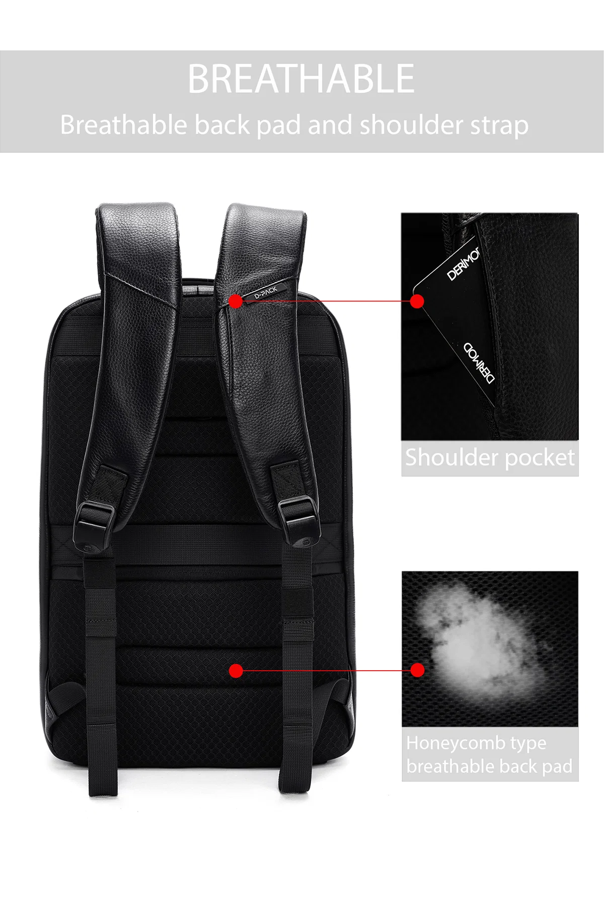 D-Pack Unisex Siyah Teknolojik Deri Sırt Çantası - Image 10