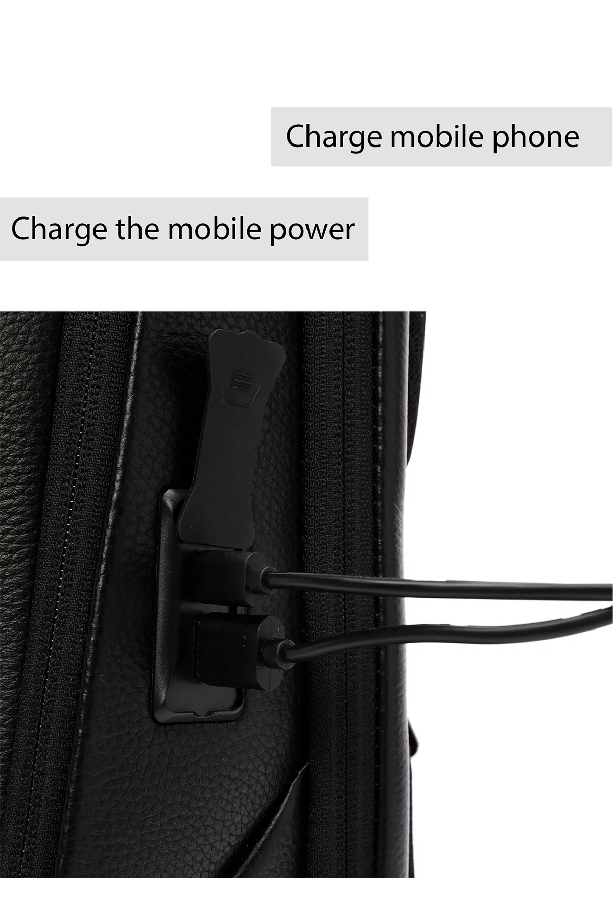 D-Pack Unisex Siyah Teknolojik Deri Sırt Çantası - Image 7