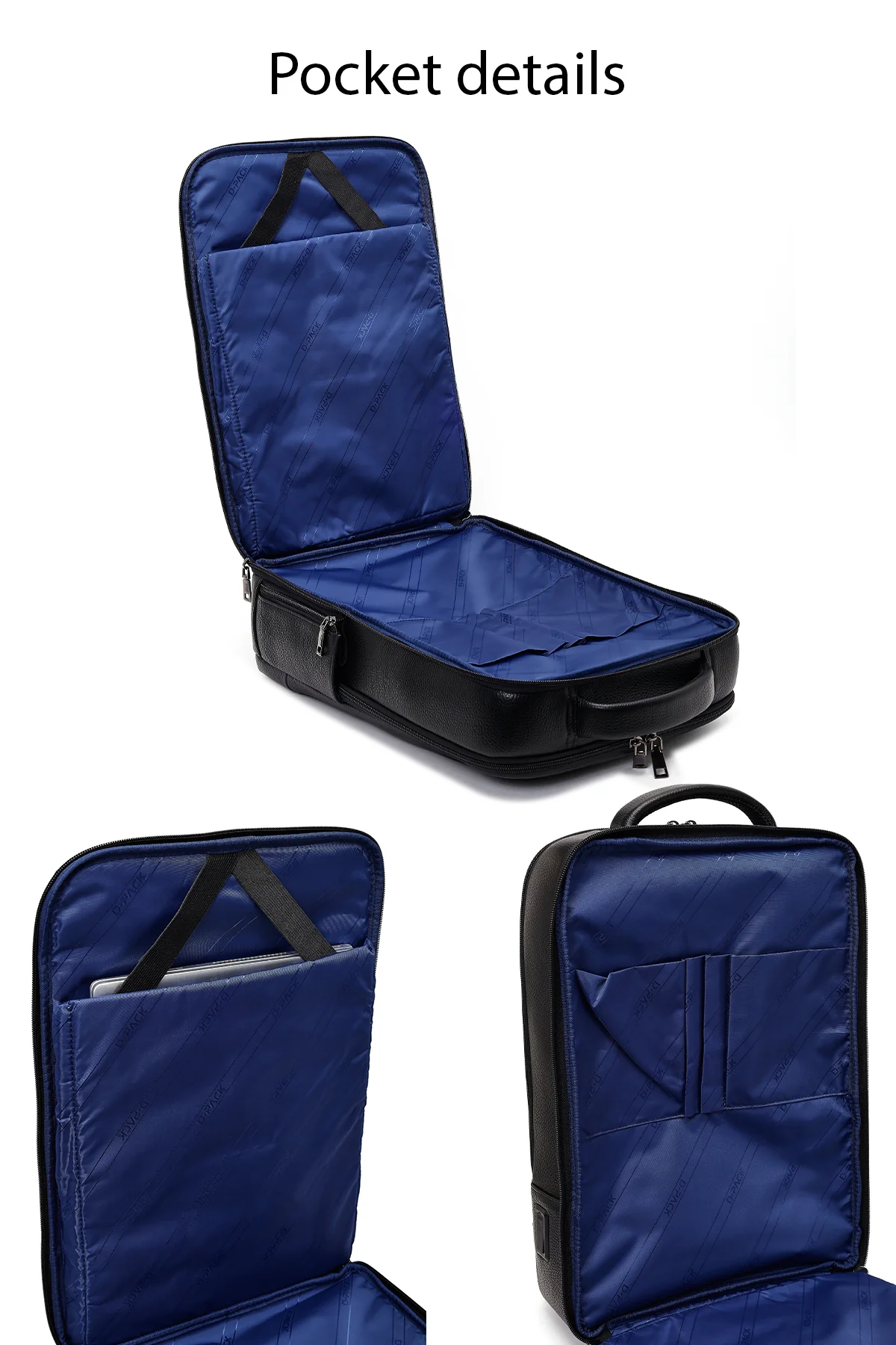 D-Pack Unisex Siyah Teknolojik Deri Sırt Çantası - Image 3