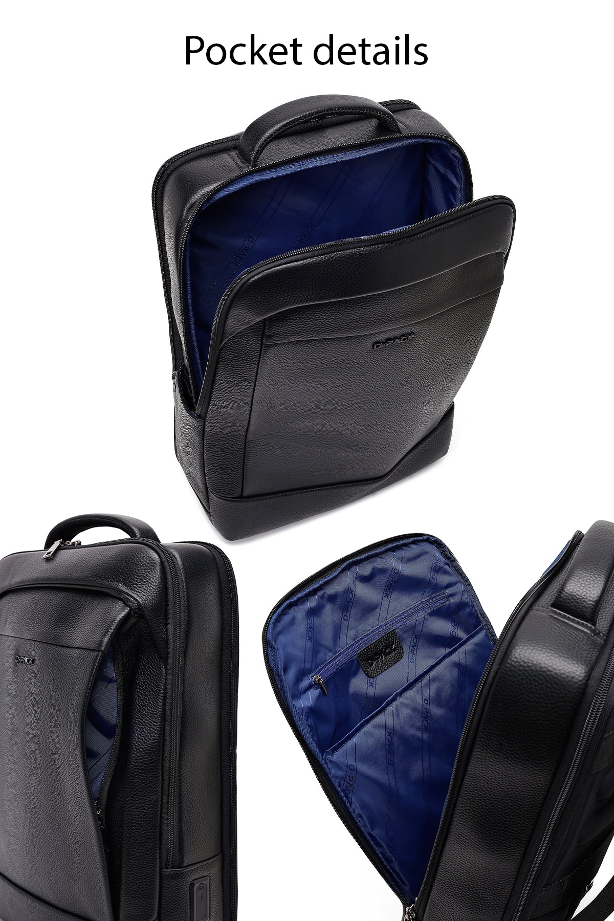 D-Pack Unisex Siyah Teknolojik Deri Sırt Çantası - Image 4