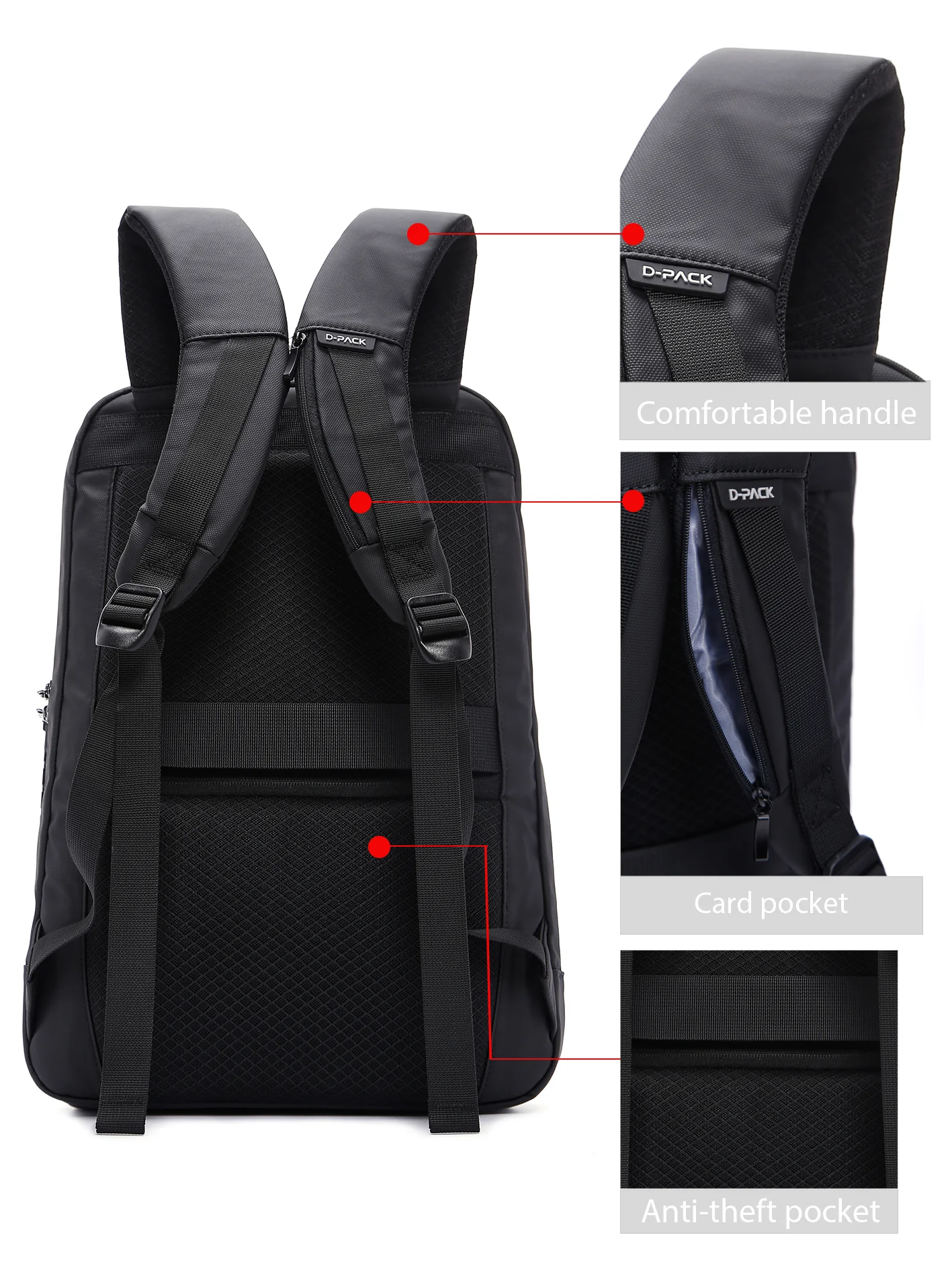 D-Pack Unisex Siyah Teknolojik Hardcase Sırt Çantası - Image 18