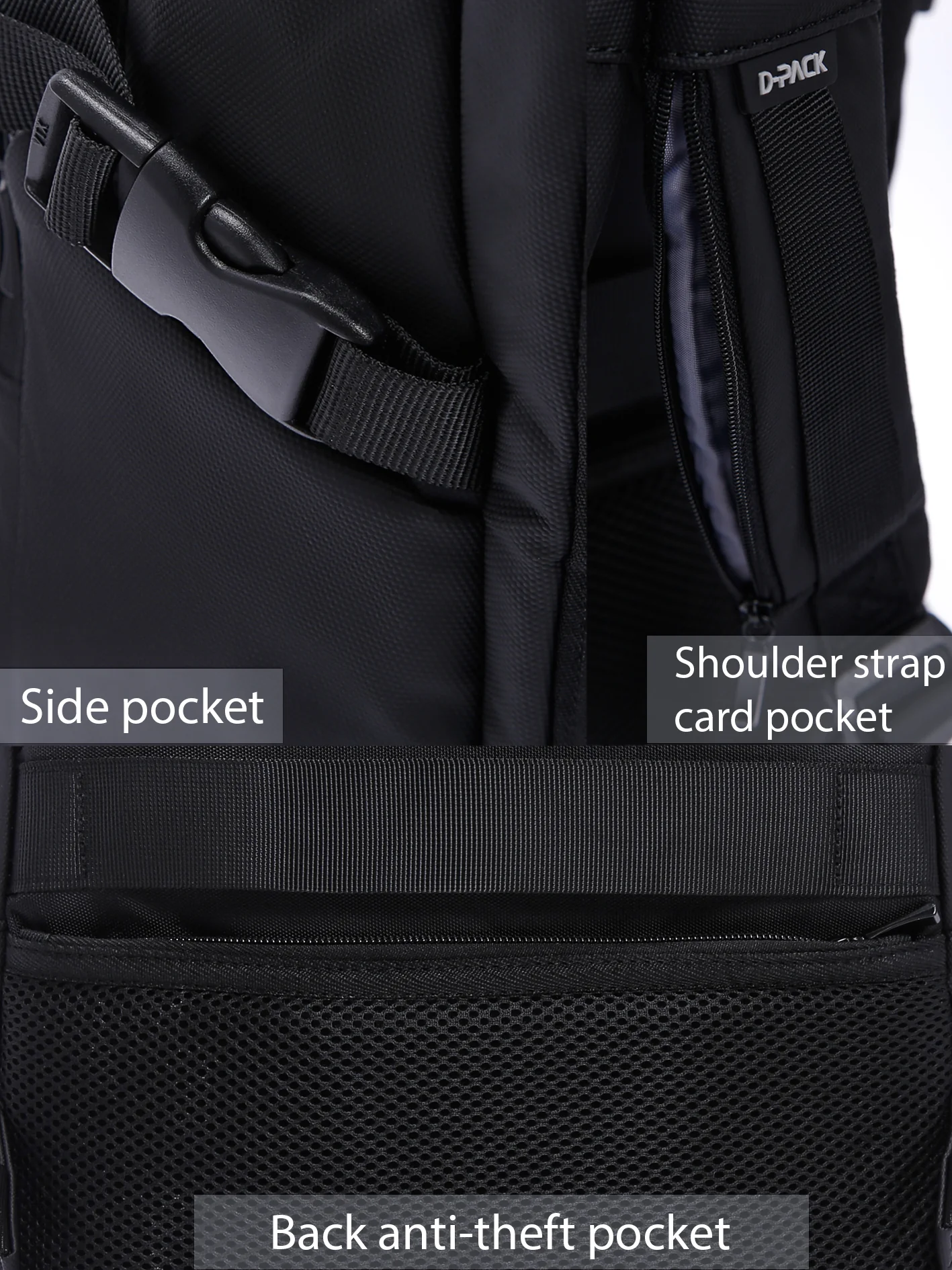 D-Pack Unisex Siyah Teknolojik Kumaş Sırt Çantası - Image 22