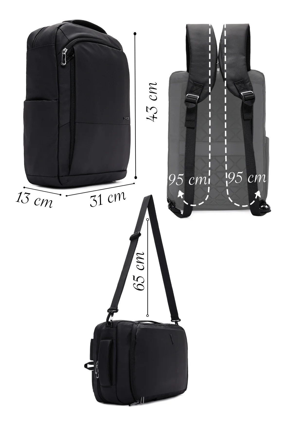 D-Pack Unisex Siyah Teknolojik Kumaş Sırt Çantası - Image 2