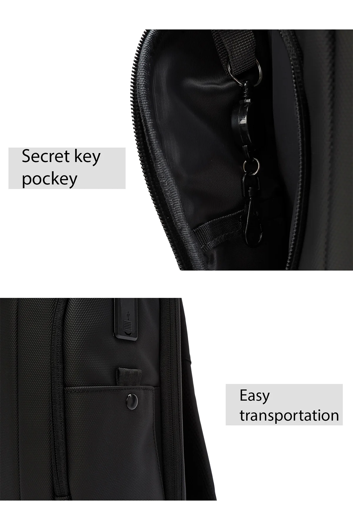 D-Pack Unisex Siyah Teknolojik Kumaş Sırt Çantası - Image 8