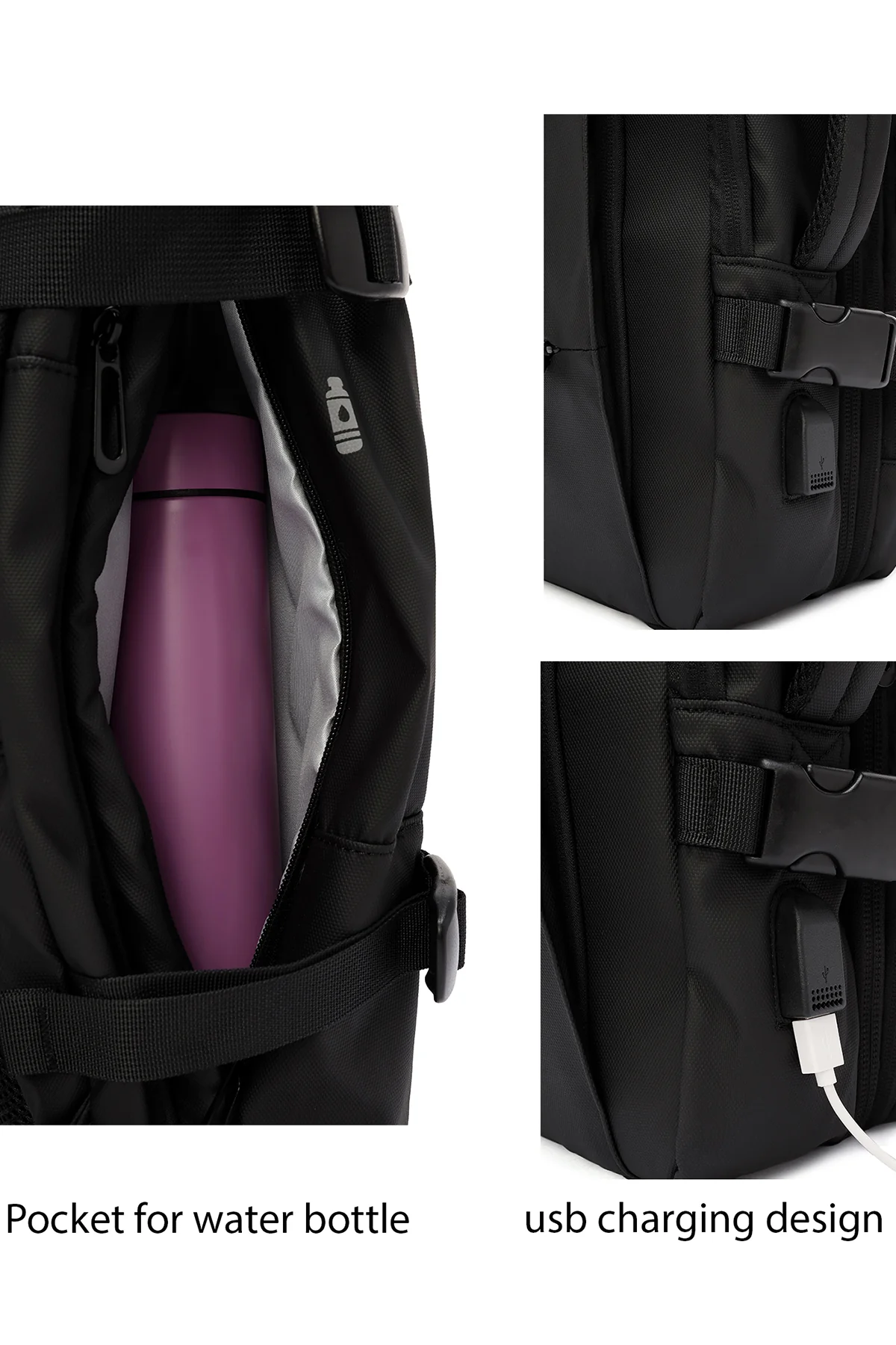 D-Pack Unisex Siyah Teknolojik Kumaş Sırt Çantası - Image 7