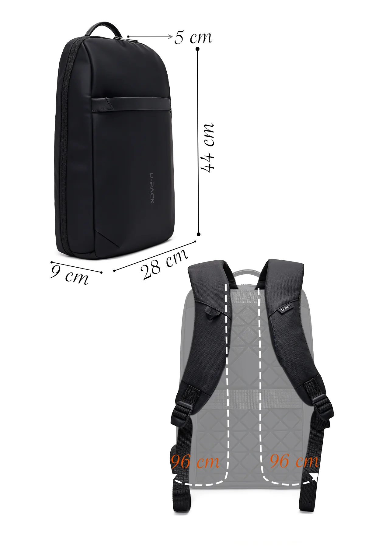 D-Pack Unisex Siyah Teknolojik Kumaş Sırt Çantası - Image 2