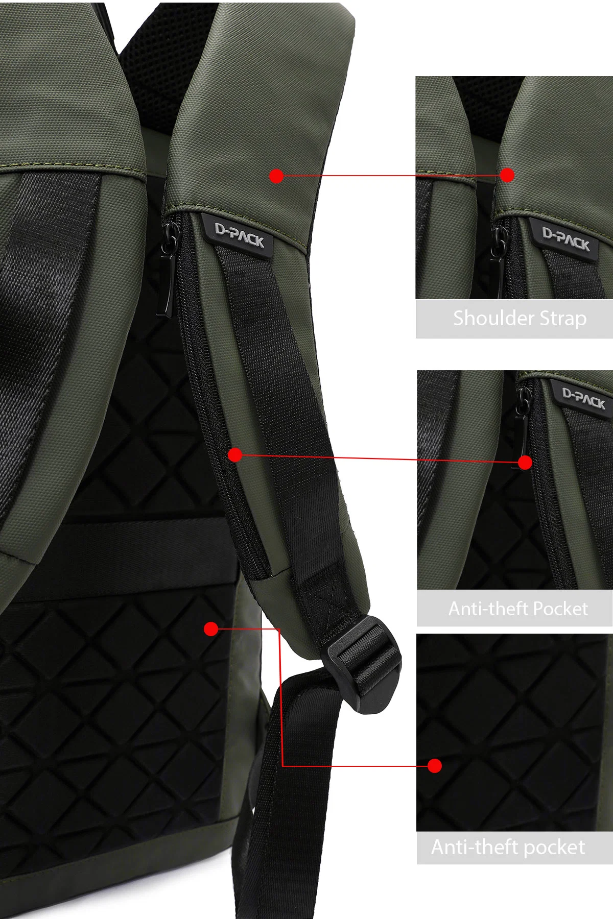 D-Pack Unisex Yeşil Kumaş Sırt Çantası - Image 7