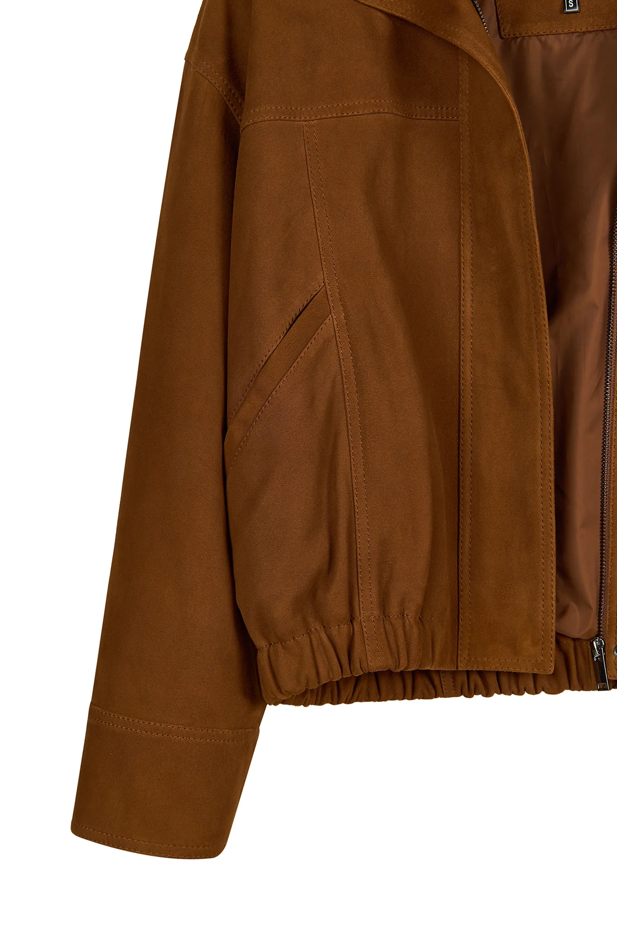 Deborah Kadın Kahverengi Oversize Süet Deri Ceket - Image 7
