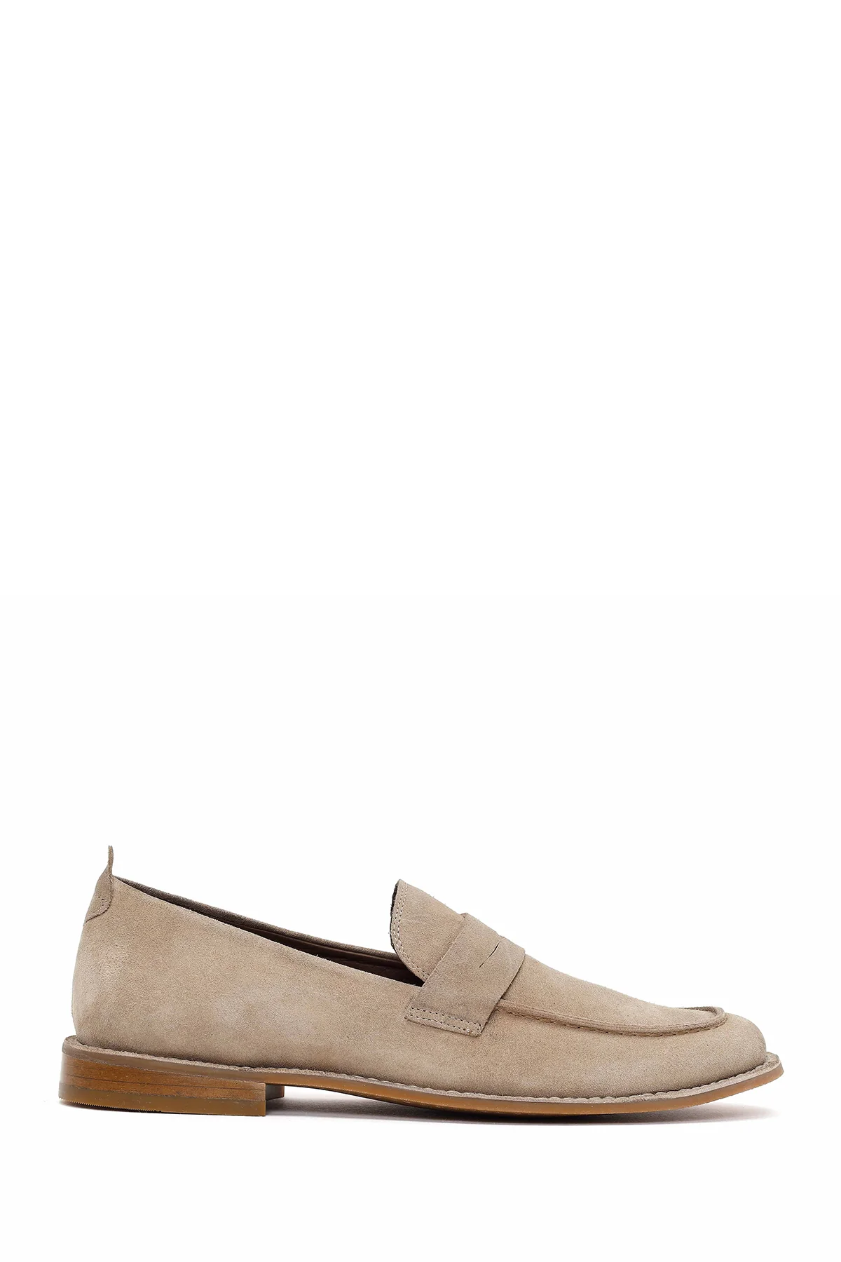 Derimod Black Erkek Bej Süet Deri Klasik Loafer