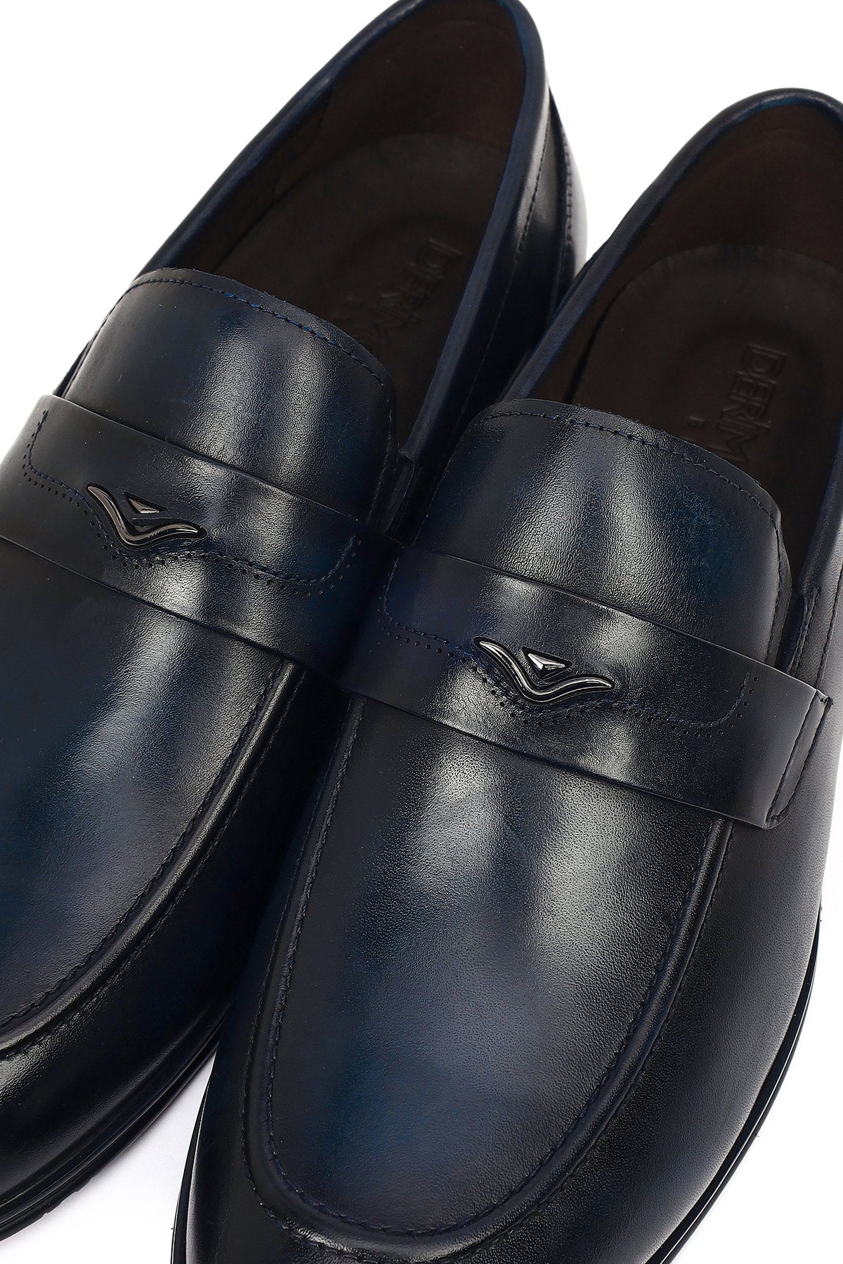 Derimod Black Erkek Lacivert Deri Klasik Loafer - Image 8