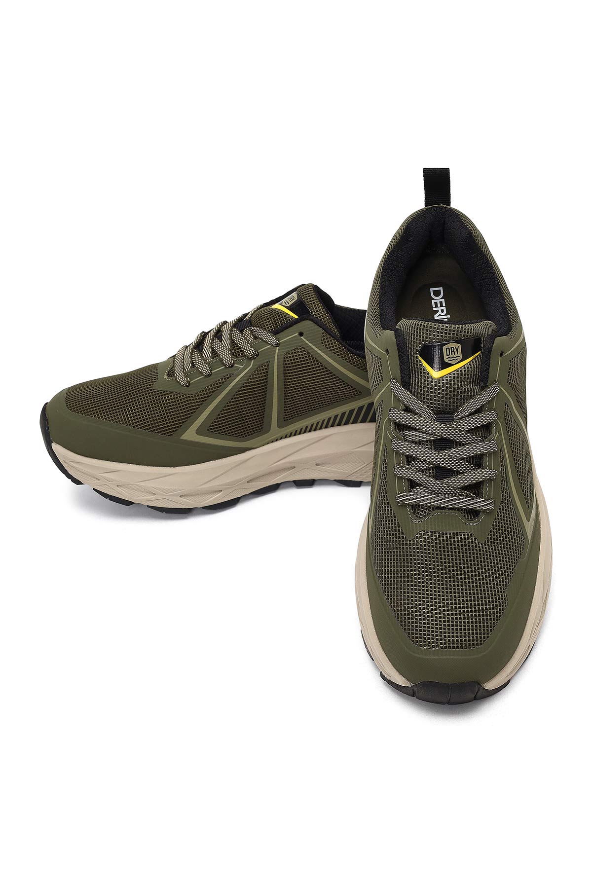 Derimod Dry Erkek Haki Bağcıklı Kalın Tabanlı Kumaş Sneaker - Image 11