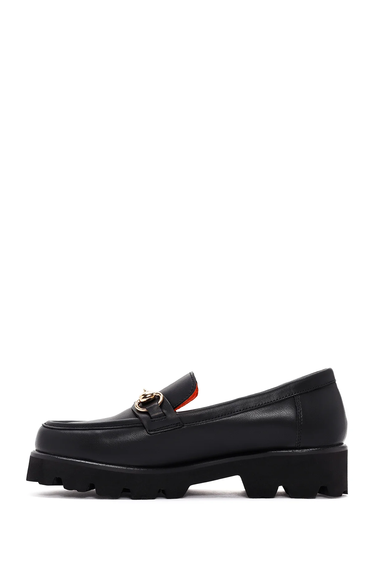Derimod Flex Kadın Siyah Kalın Tabanlı Deri Maskülen Loafer - Image 3
