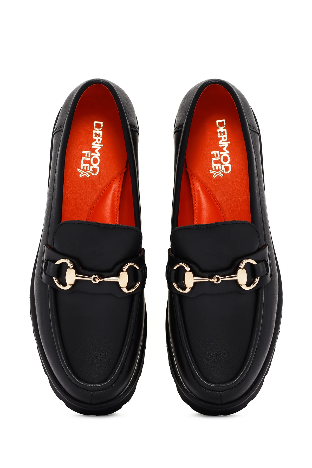 Derimod Flex Kadın Siyah Kalın Tabanlı Deri Maskülen Loafer - Image 4