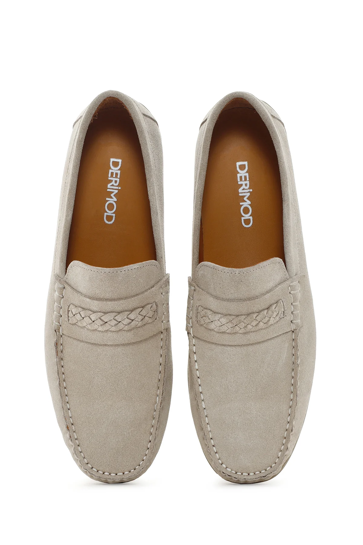 Derimod Fly Erkek Bej Süet Deri Casual Loafer - Image 6