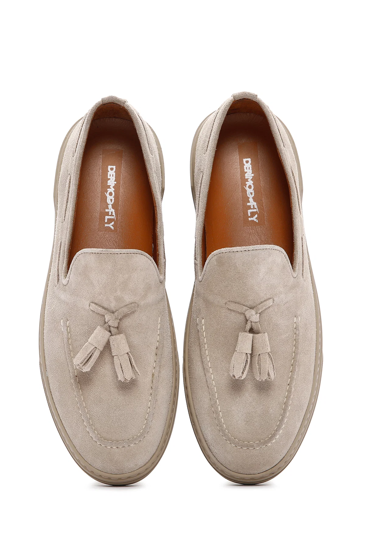 Derimod Fly Erkek Bej Süet Deri Casual Loafer - Image 7