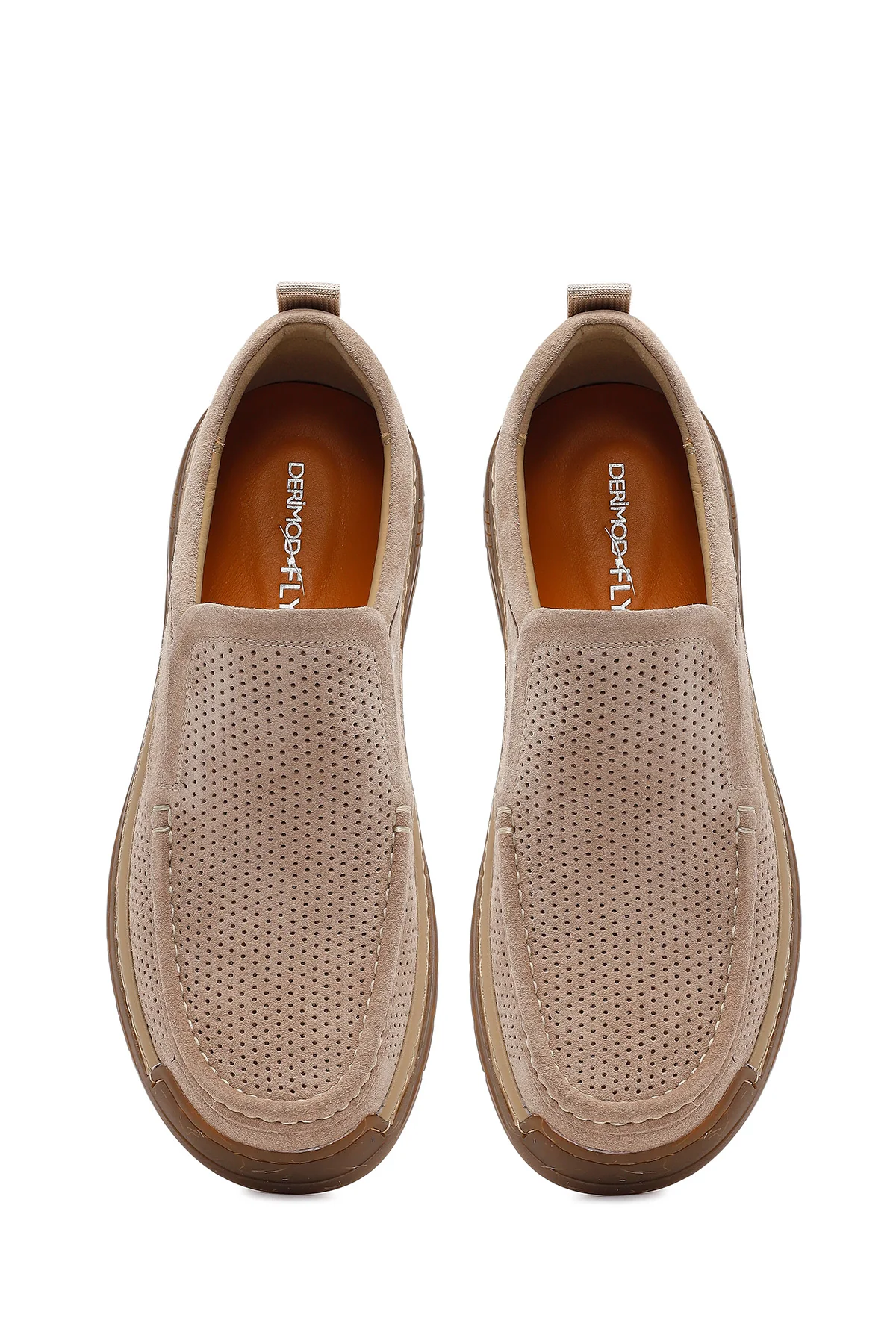 Derimod Fly Erkek Bej Süet Deri Casual Loafer - Image 4