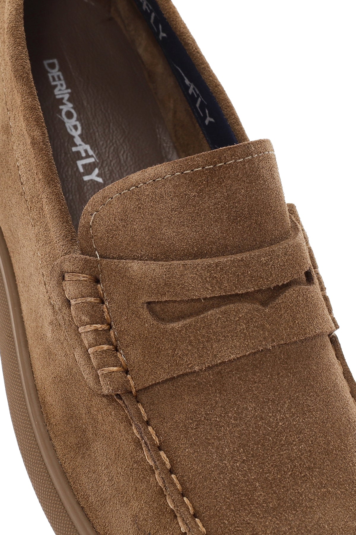 Derimod Fly Erkek Vizon Süet Deri Casual Loafer - Image 10