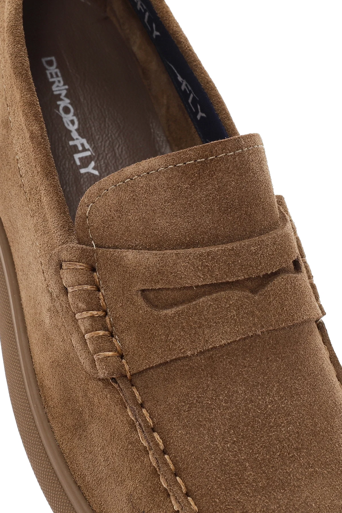 Derimod Fly Erkek Vizon Süet Deri Casual Loafer - Image 10
