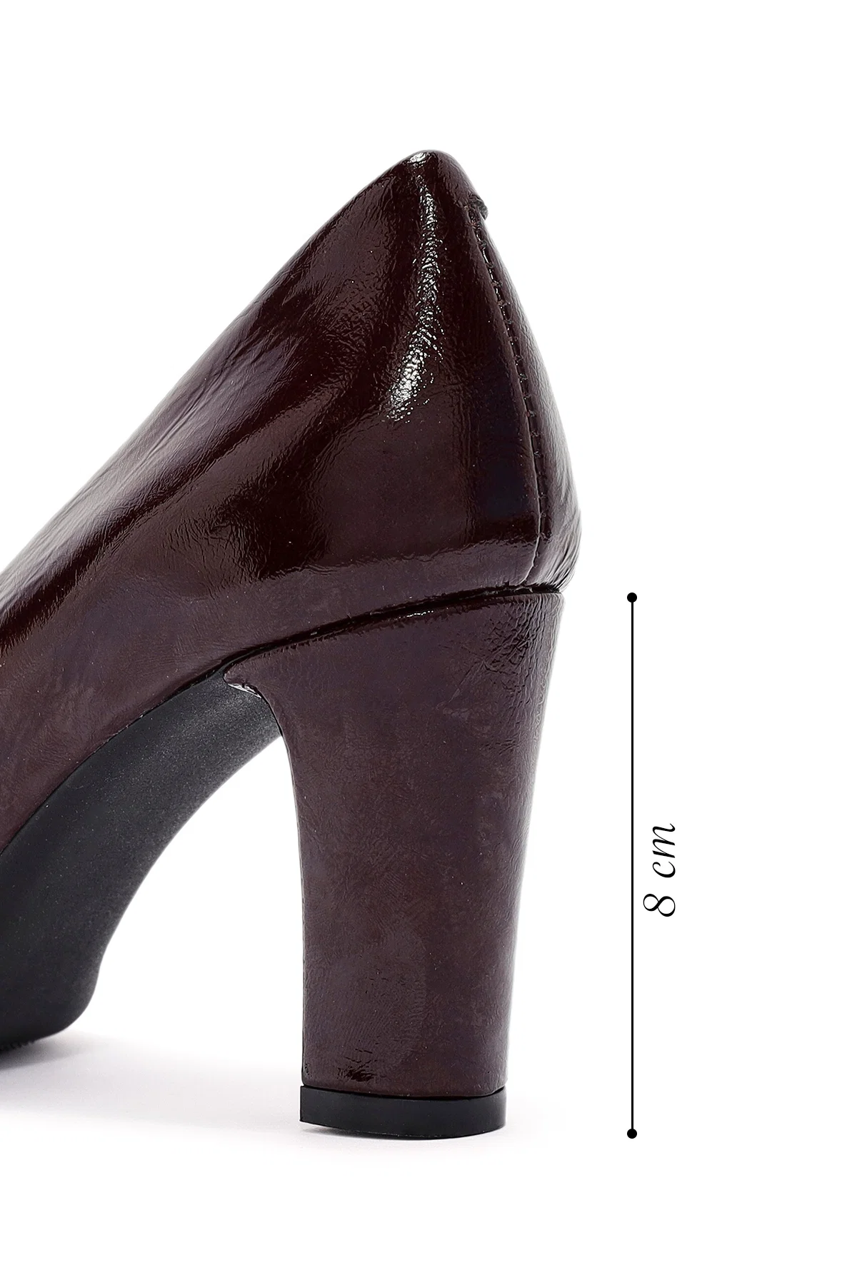 Derimod Gritti Kadın Bordo Kalın Topuklu Rugan Deri Stiletto - Image 2