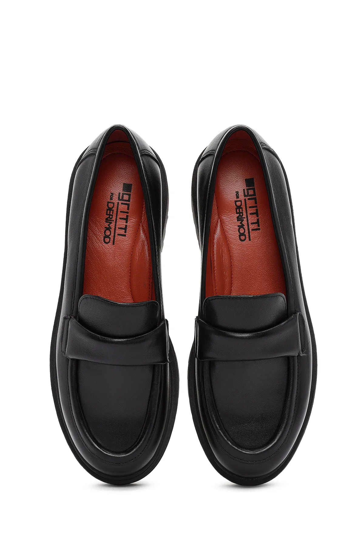 Derimod Gritti Kadın Siyah Deri Maskülen Loafer - Image 7