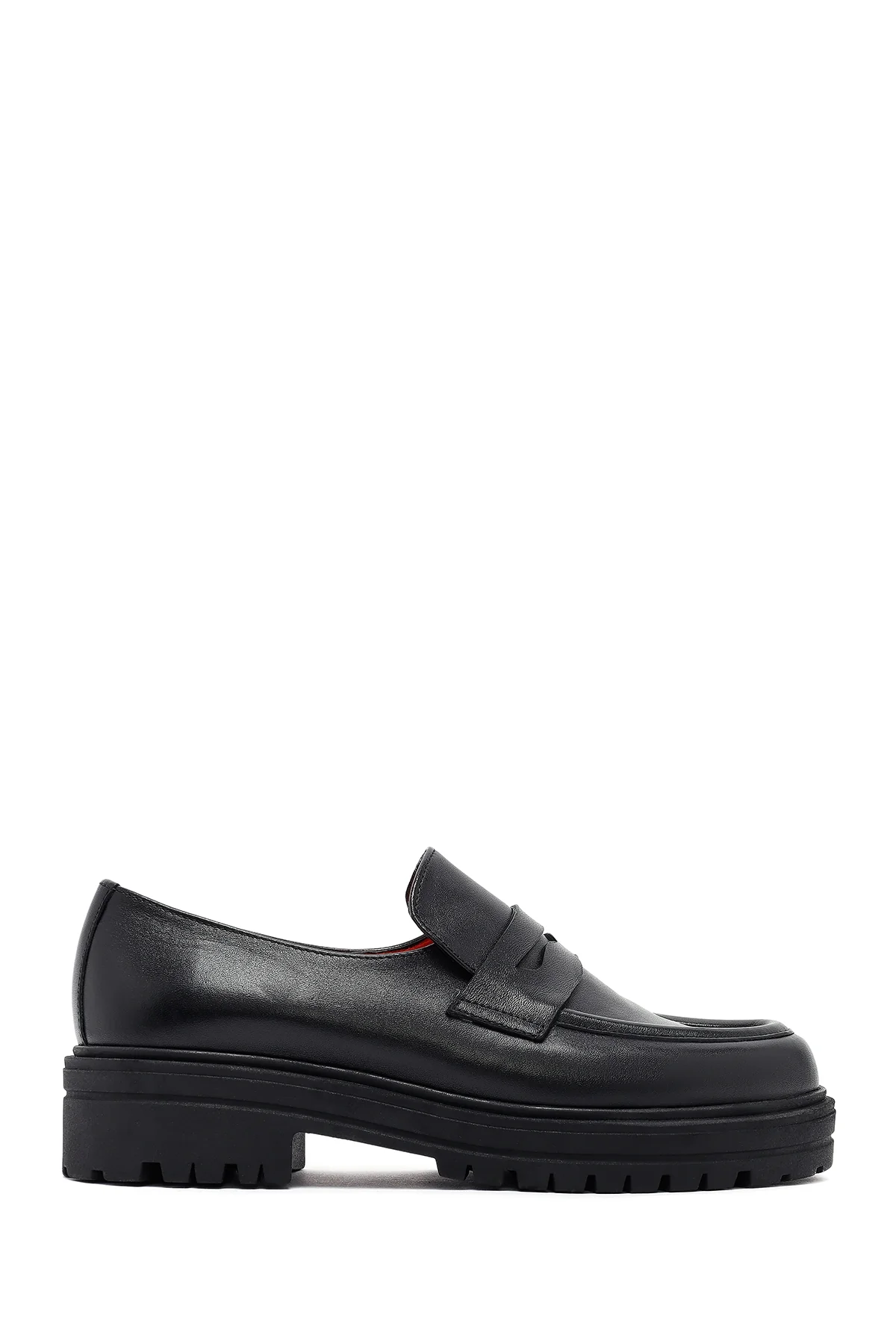 Derimod Gritti Kadın Siyah Deri Maskülen Loafer