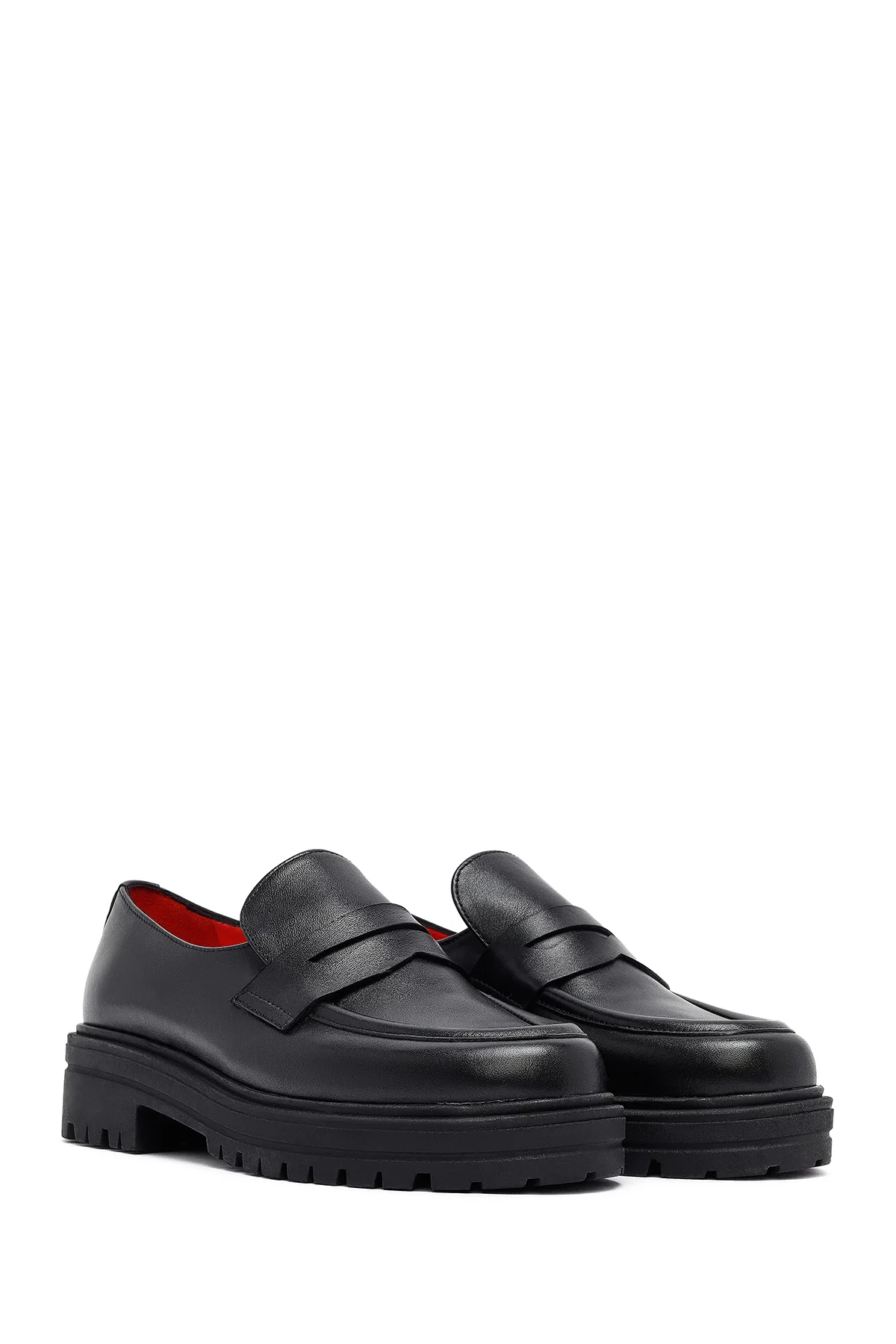 Derimod Gritti Kadın Siyah Deri Maskülen Loafer - Image 3