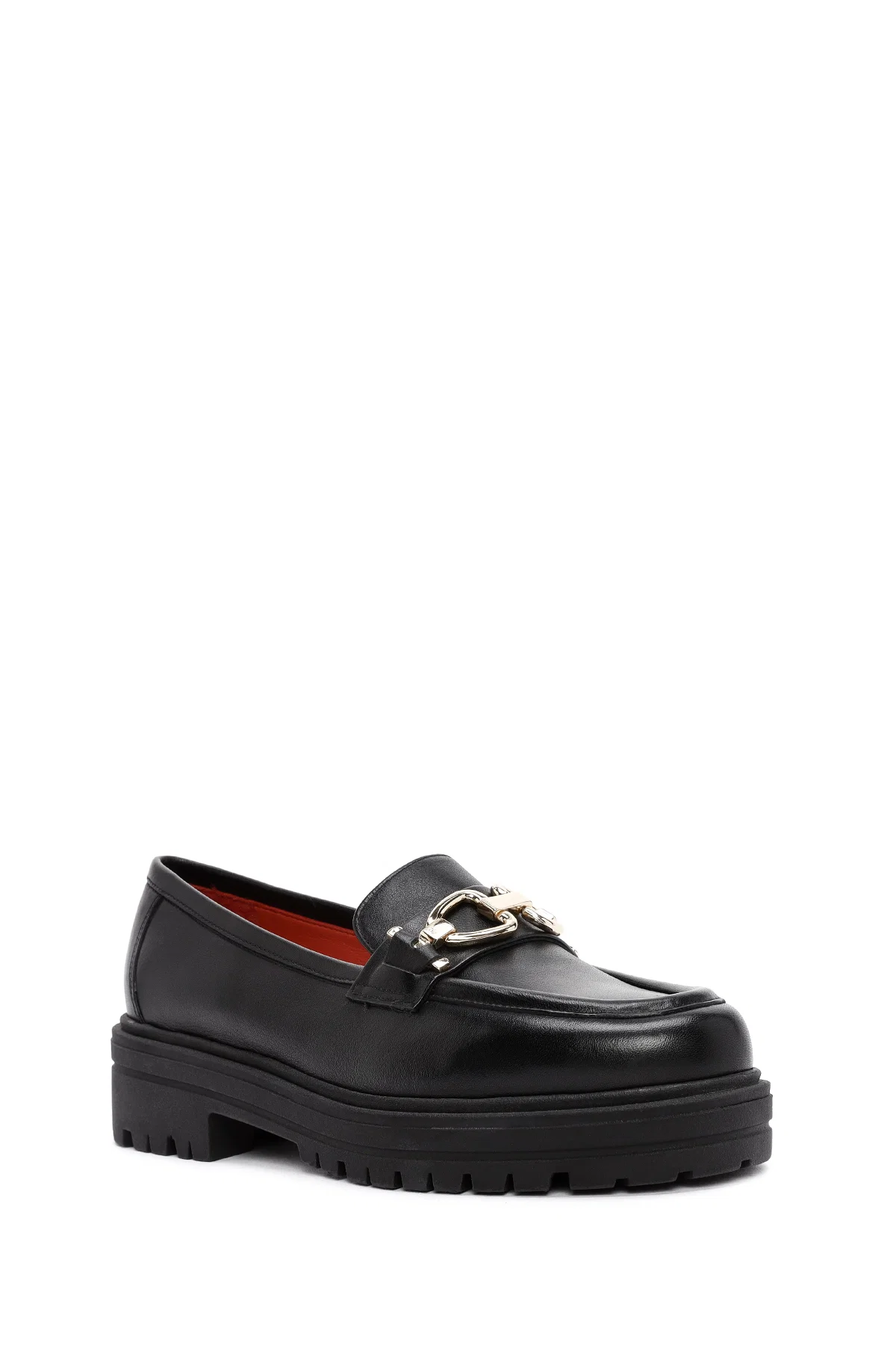 Derimod Gritti Kadın Siyah Toka Detaylı Deri Maskülen Loafer - Image 6