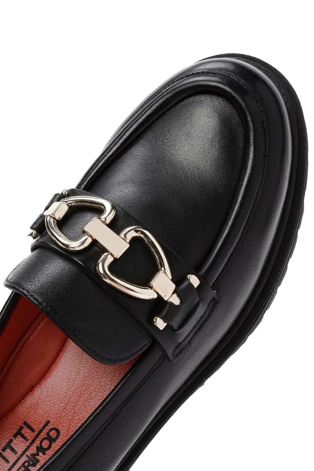 Derimod Gritti Kadın Siyah Toka Detaylı Deri Maskülen Loafer - Image 9