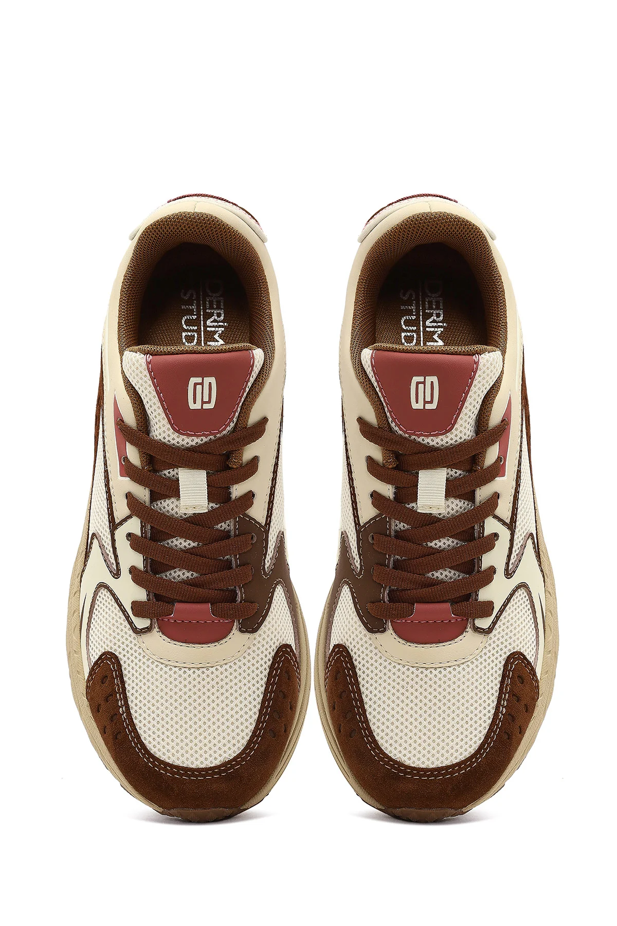 Derimod Studio Kadın Bej Bağcıklı Kalın Tabanlı Sneaker - Image 5
