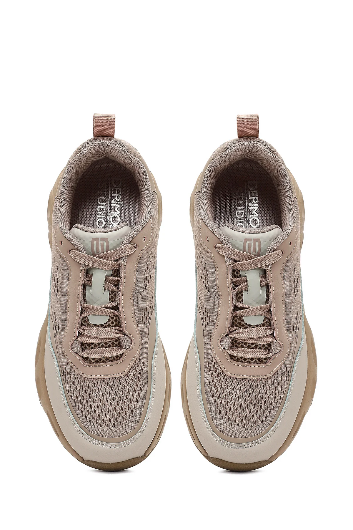 Derimod Studio Kadın Bej Bağcıklı Kalın Tabanlı Sneaker - Image 7
