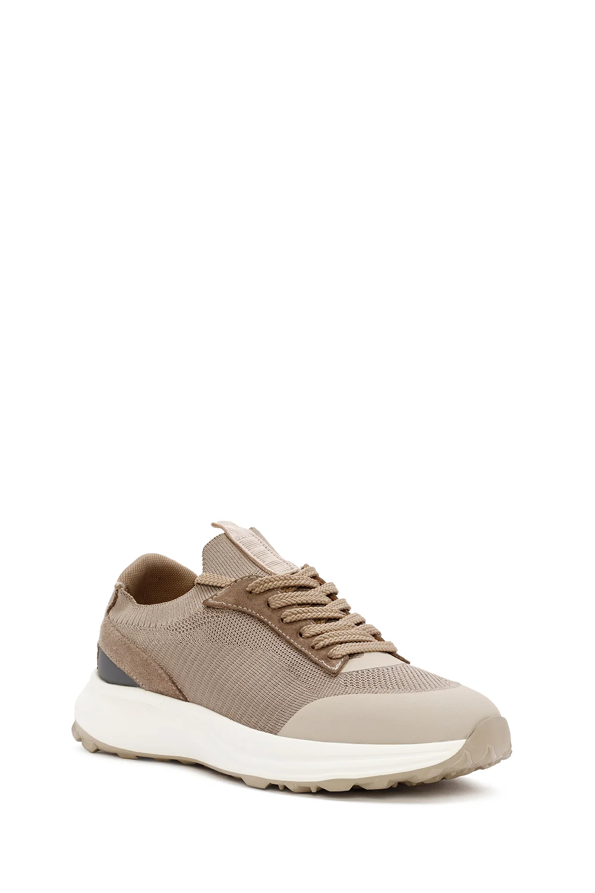 Derimod Zero Erkek Bej Bağcıklı Kalın Tabanlı Kumaş Sneaker - Image 6