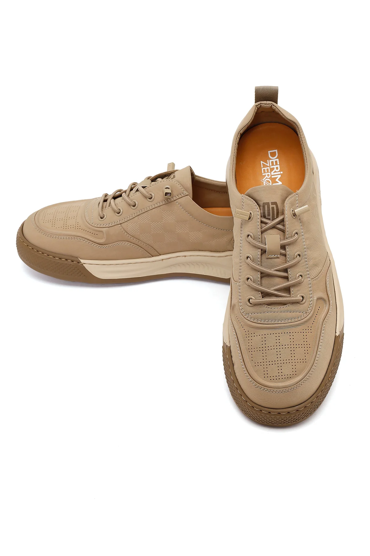 Derimod Zero Erkek Bej Bağcıklı Kalın Tabanlı Kumaş Sneaker - Image 10