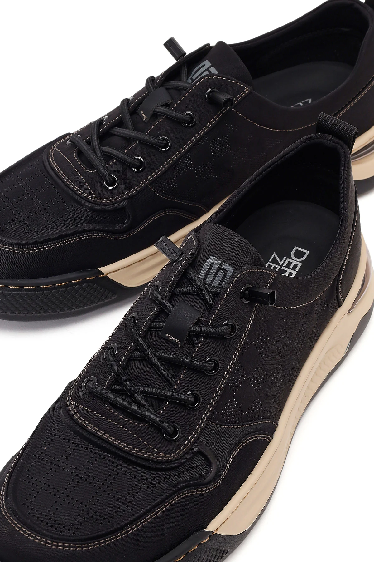 Derimod Zero Erkek Siyah Bağcıklı Kalın Tabanlı Kumaş Sneaker - Image 11