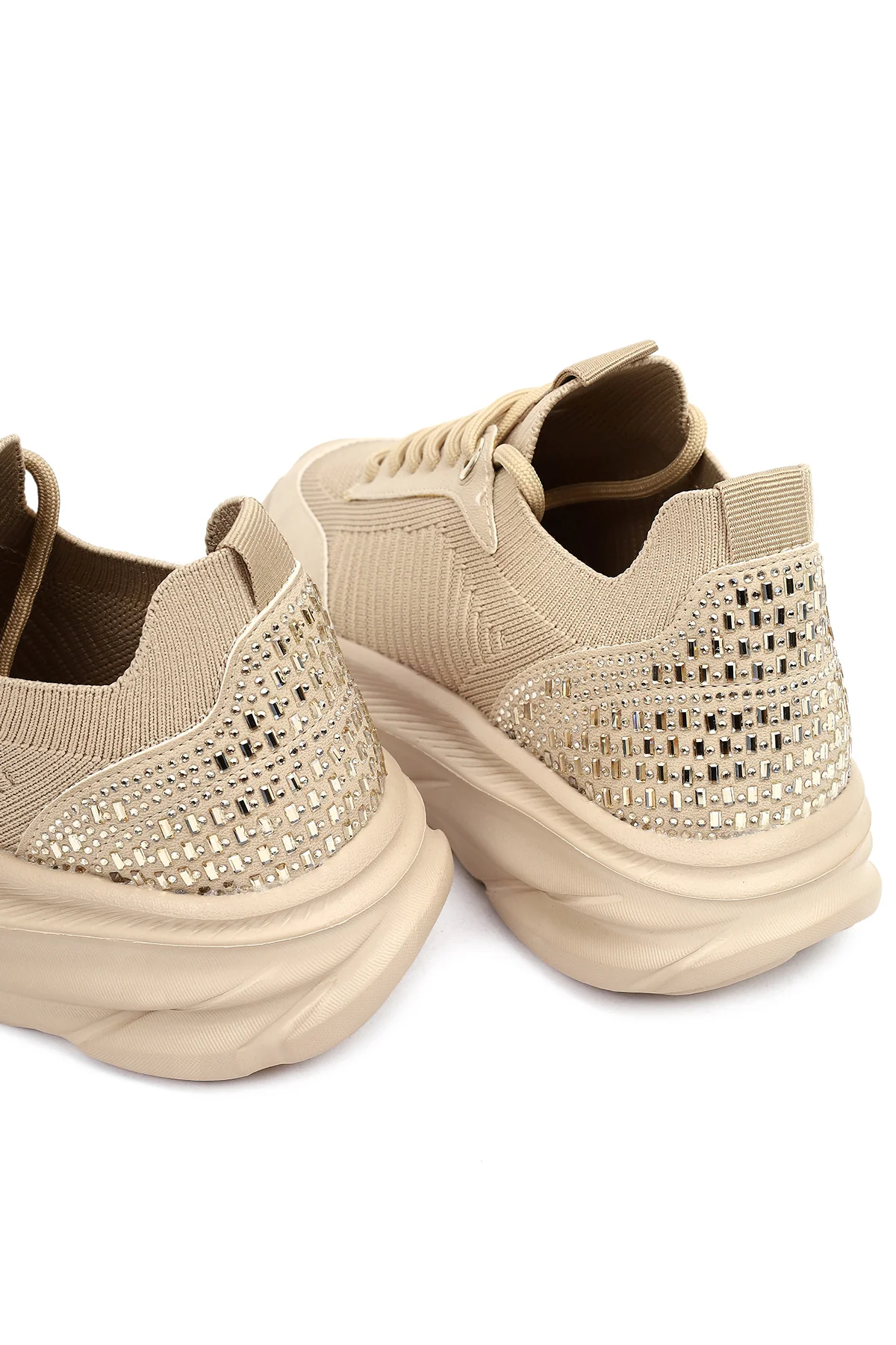 Derimod Zero Kadın Bej Bağcıklı Kalın Tabanlı Kumaş Sneaker - Image 11