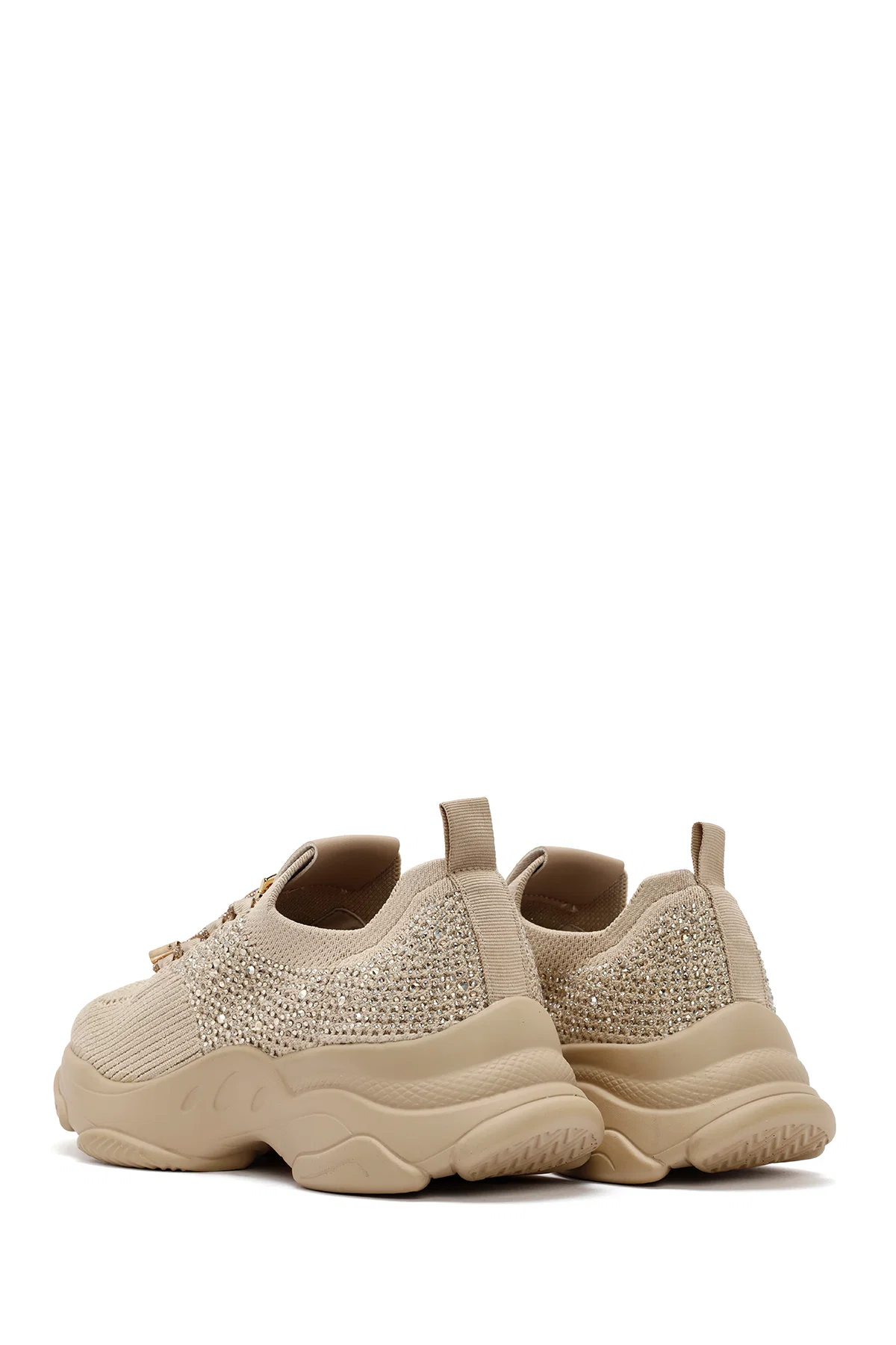 Derimod Zero Kadın Bej Bağcıklı Taş Detaylı Kumaş Sneaker - Image 5