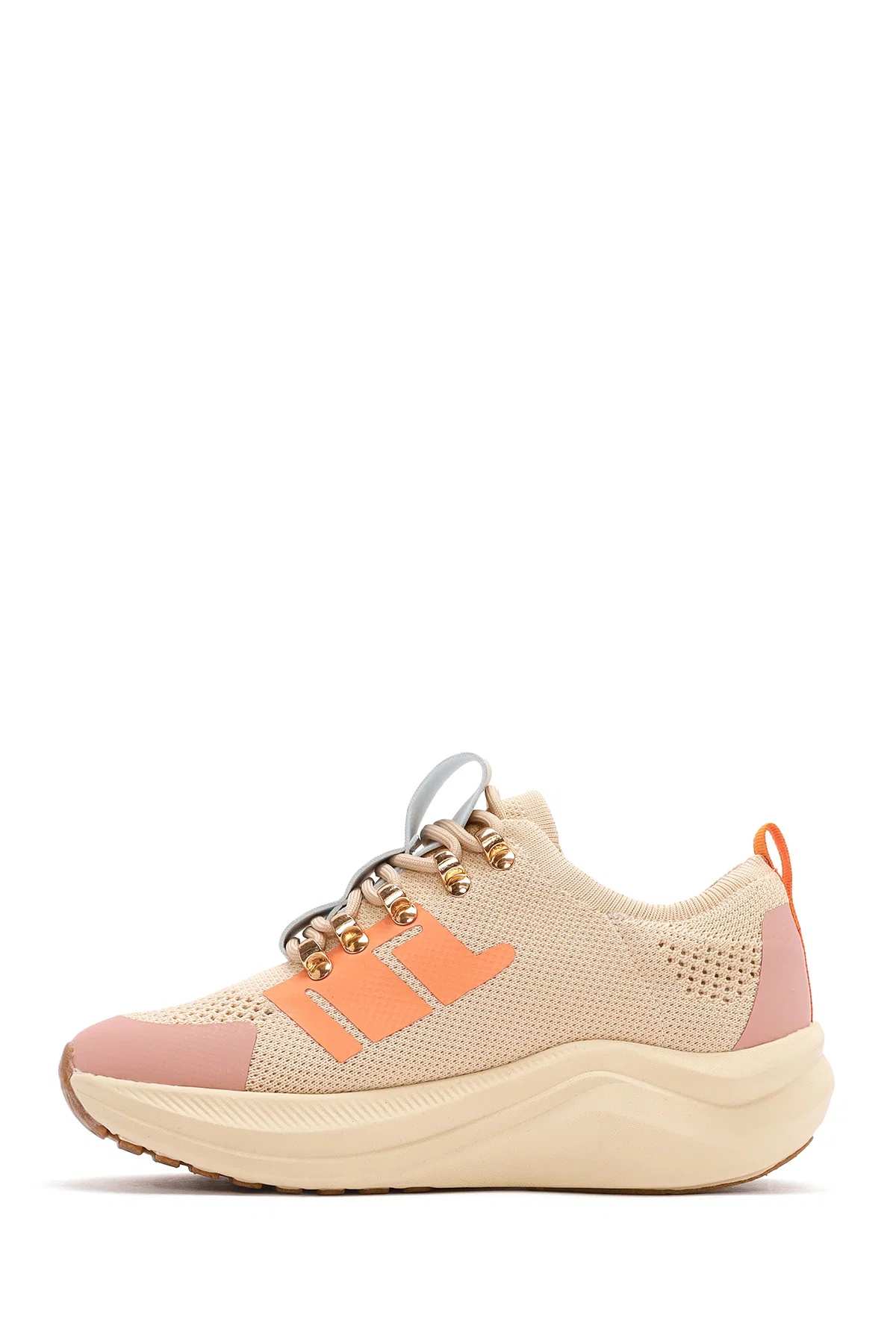 Derimod Zero Kadın Bej Kalın Tabanlı Bağcıklı Kumaş Sneaker - Image 2