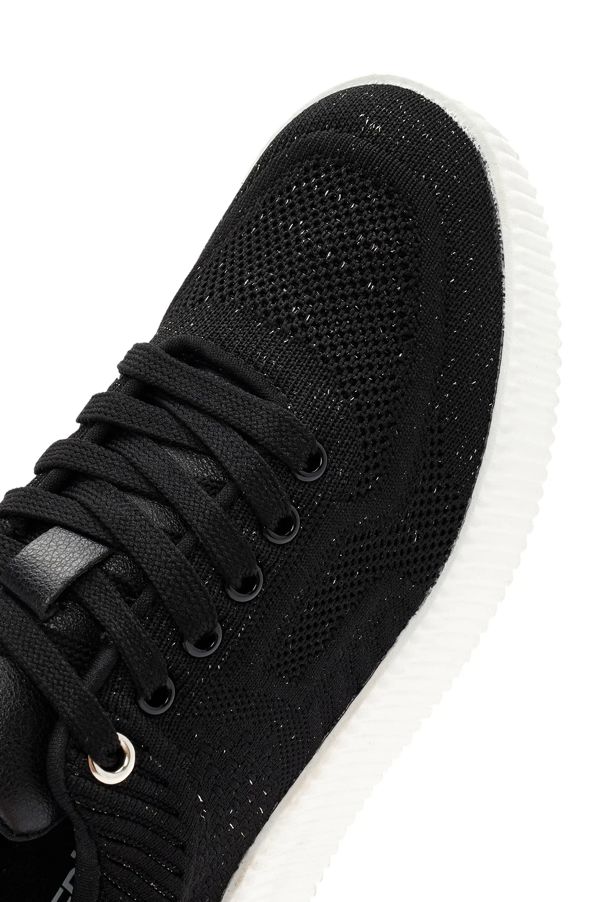 Derimod Zero Kadın Siyah Bağcıklı Kalın Tabanlı Kumaş Sneaker - Image 11