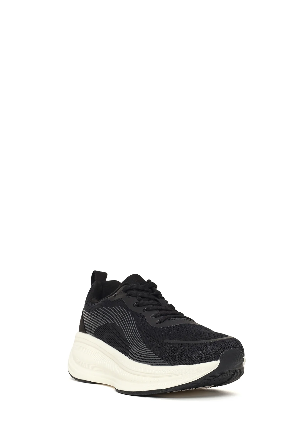 Derimod Zero Kadın Siyah Bağcıklı Kalın Tabanlı Kumaş Sneaker - Image 7