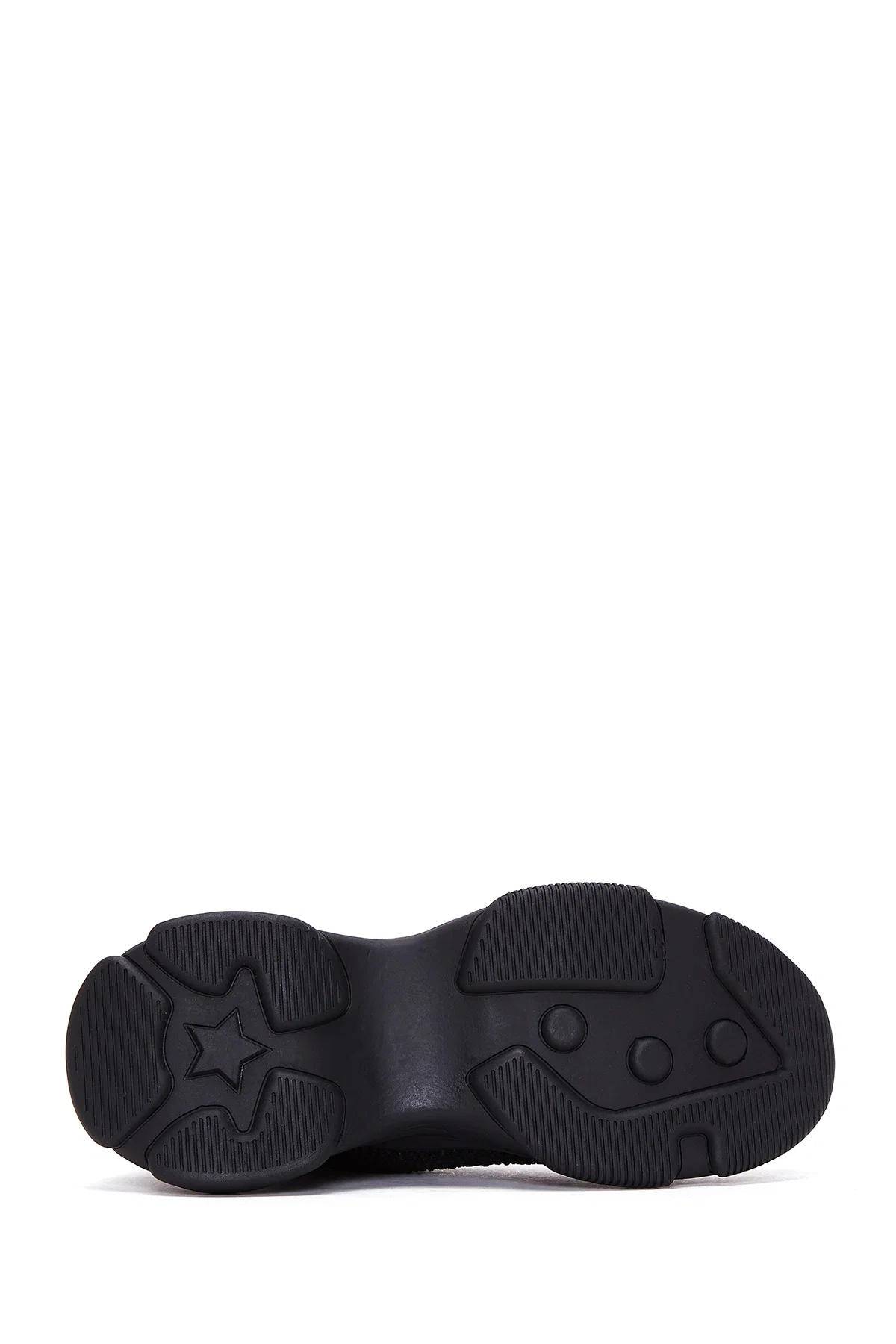 Derimod Zero Kadın Siyah Bağcıklı Kalın Tabanlı Taşlı Kumaş Sneaker - Image 4