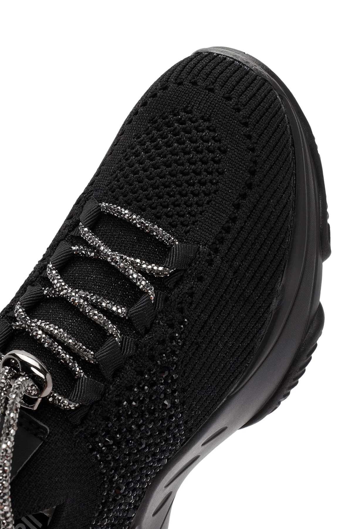 Derimod Zero Kadın Siyah Bağcıklı Taş Detaylı Kumaş Sneaker - Image 10