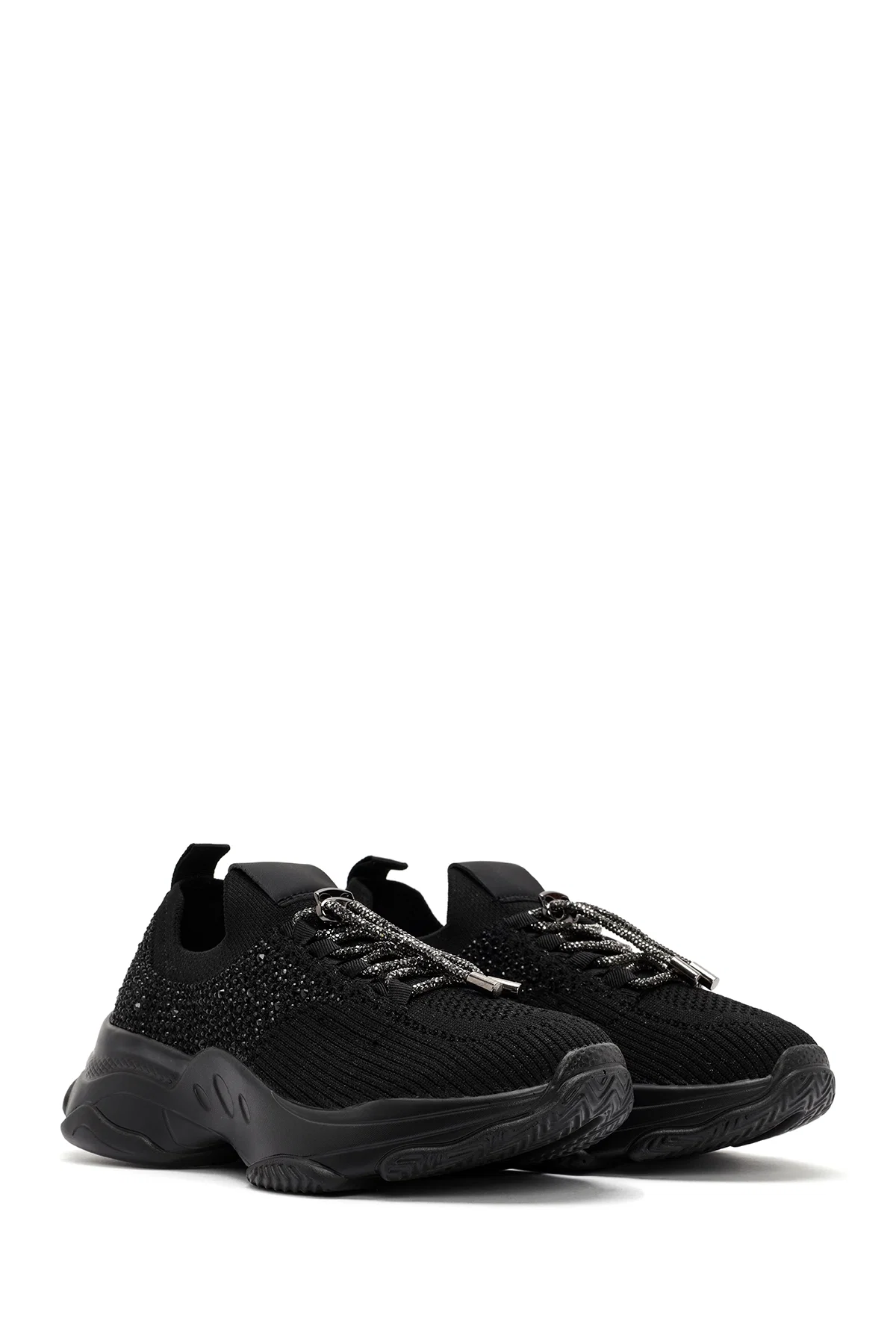 Derimod Zero Kadın Siyah Bağcıklı Taş Detaylı Kumaş Sneaker - Image 3