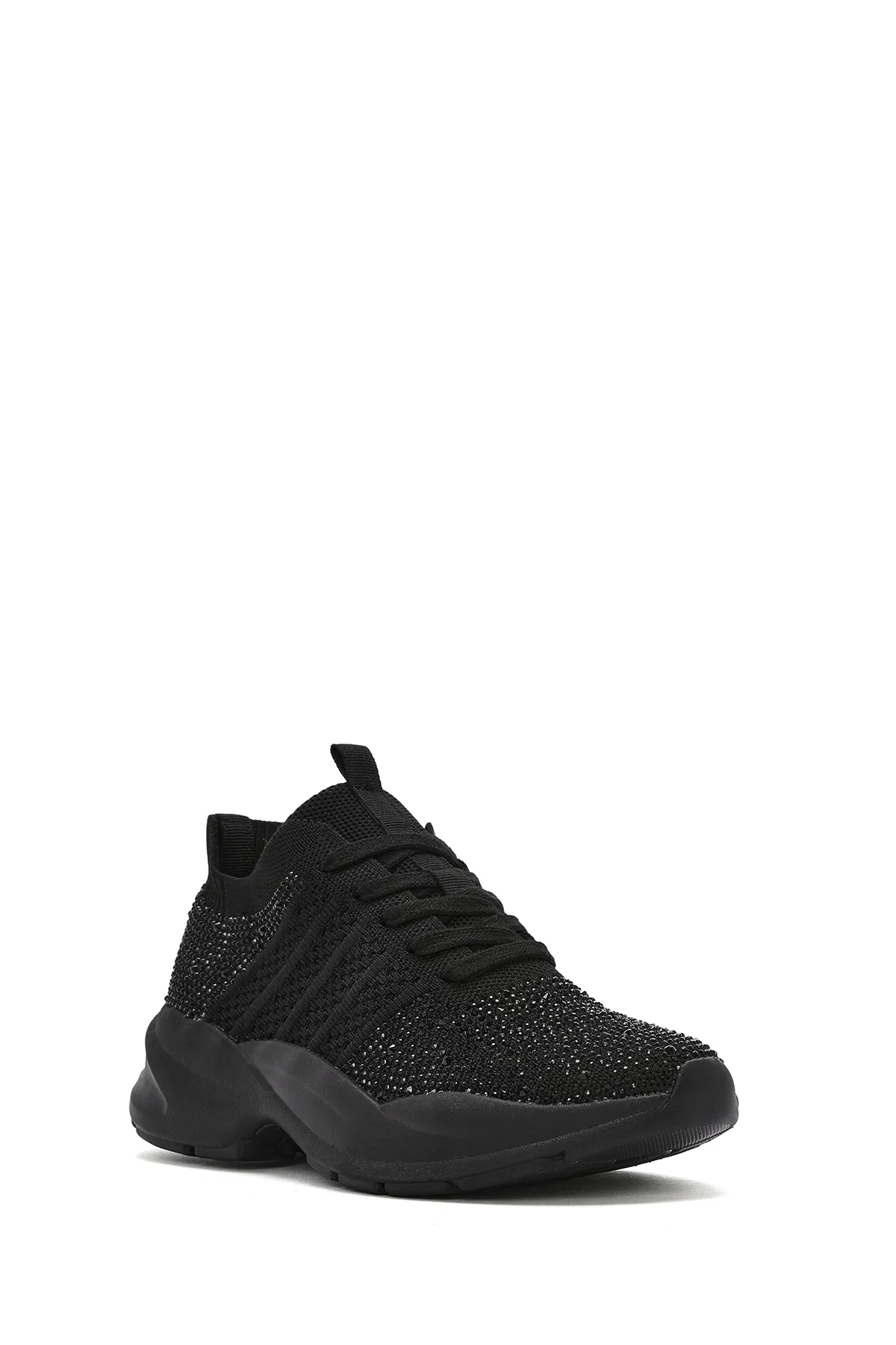 Derimod Zero Kadın Siyah Bağcıklı Taşlı Kumaş Sneaker - Image 6