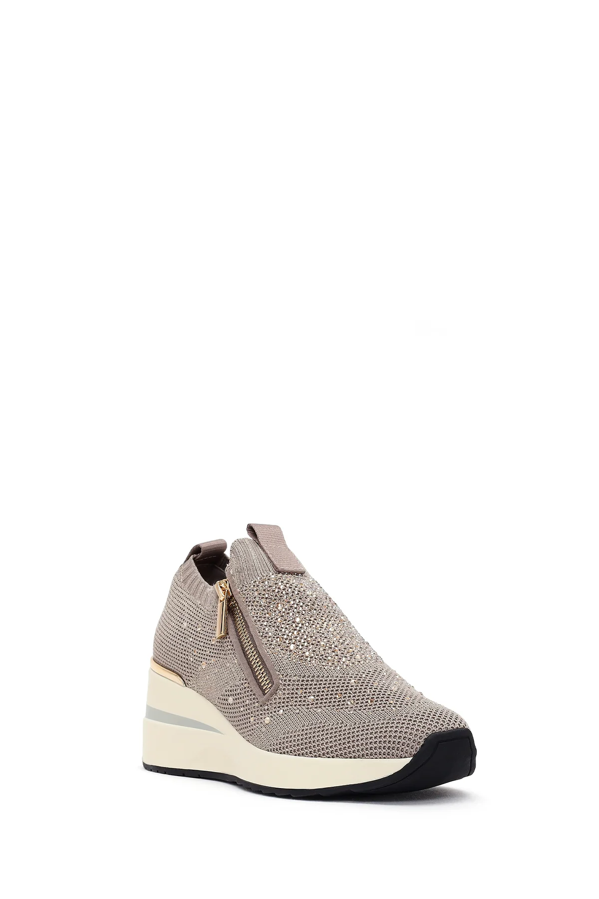 Derimod Zero Kadın Vizon Fermuarlı Dolgu Topuklu Kumaş Sneaker - Image 8