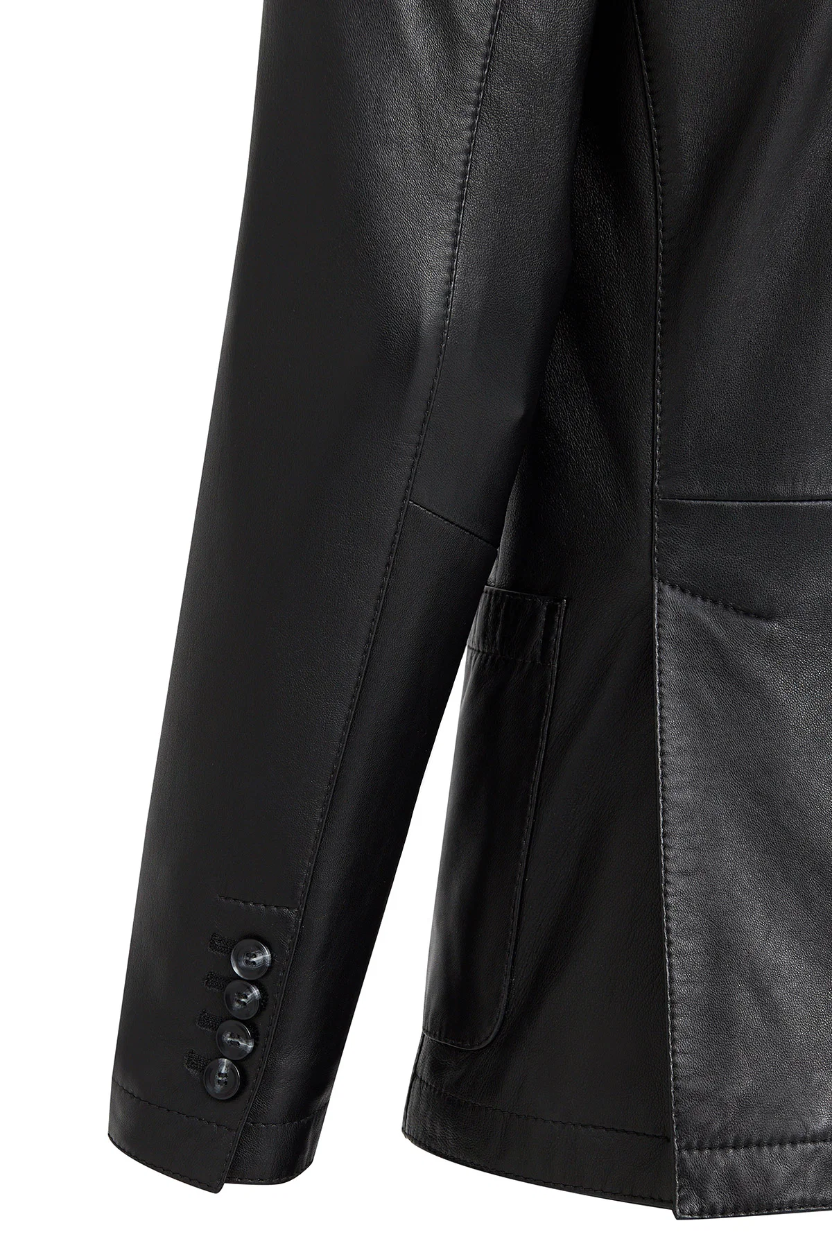 Dominic Erkek Siyah Blazer Deri Ceket - Image 5