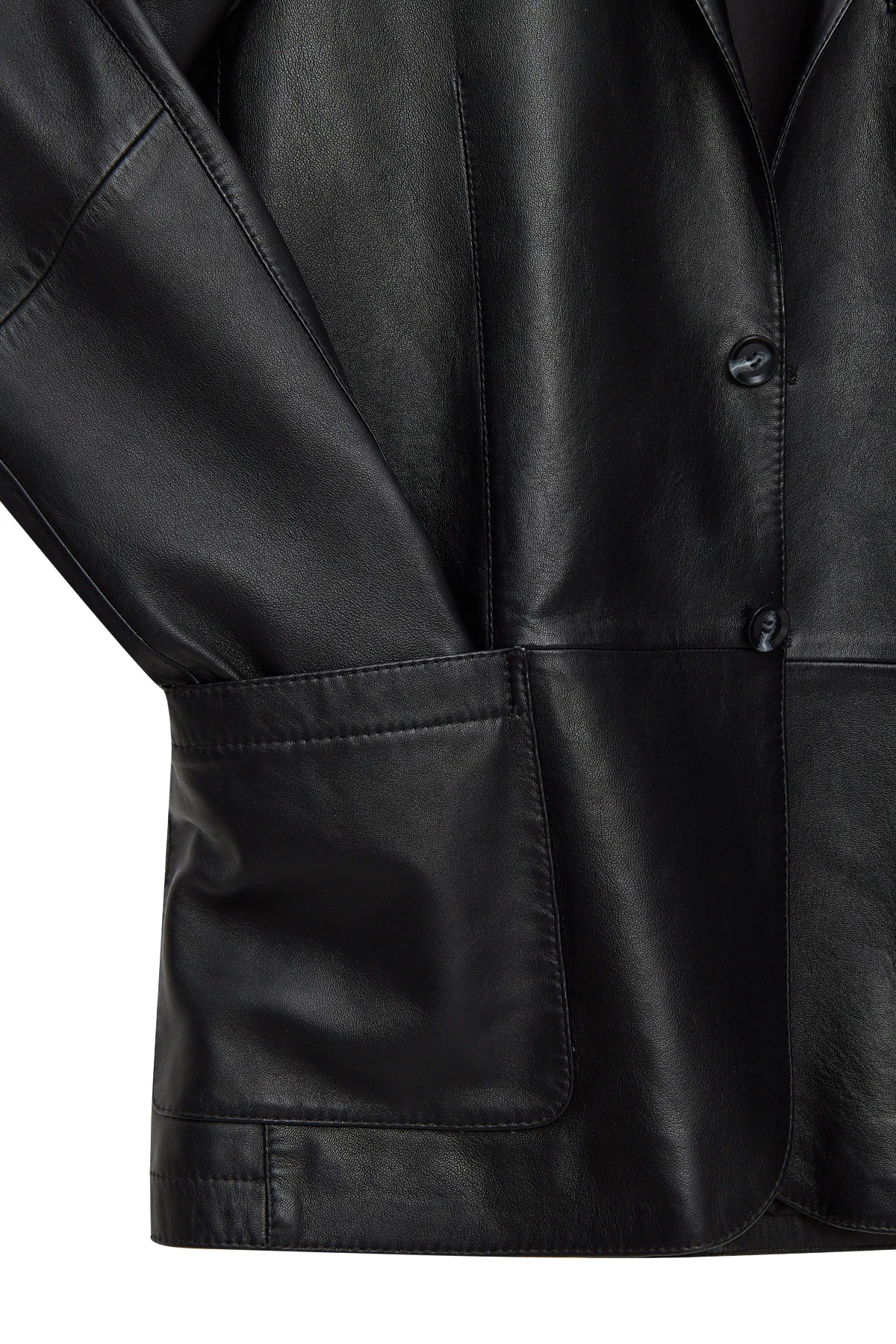 Dominic Erkek Siyah Blazer Deri Ceket - Image 7