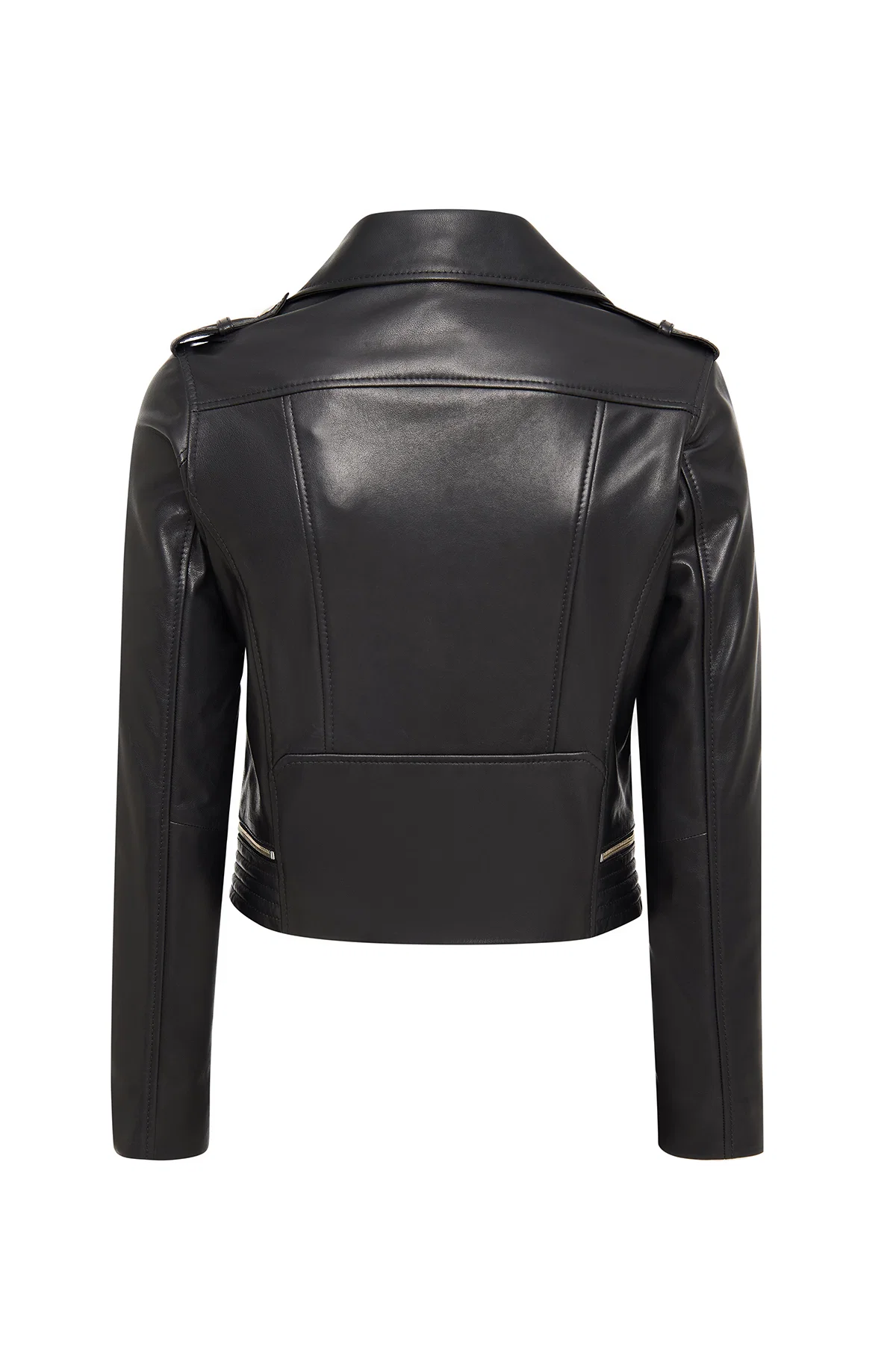Eliza Kadın Siyah Biker Kısa Deri Ceket - Image 2