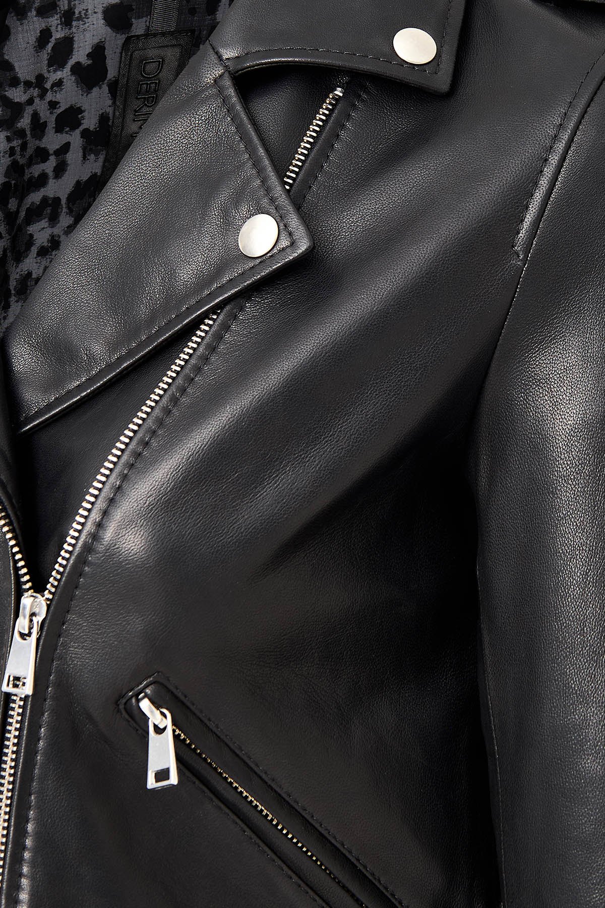 Eliza Kadın Siyah Biker Kısa Deri Ceket - Image 3
