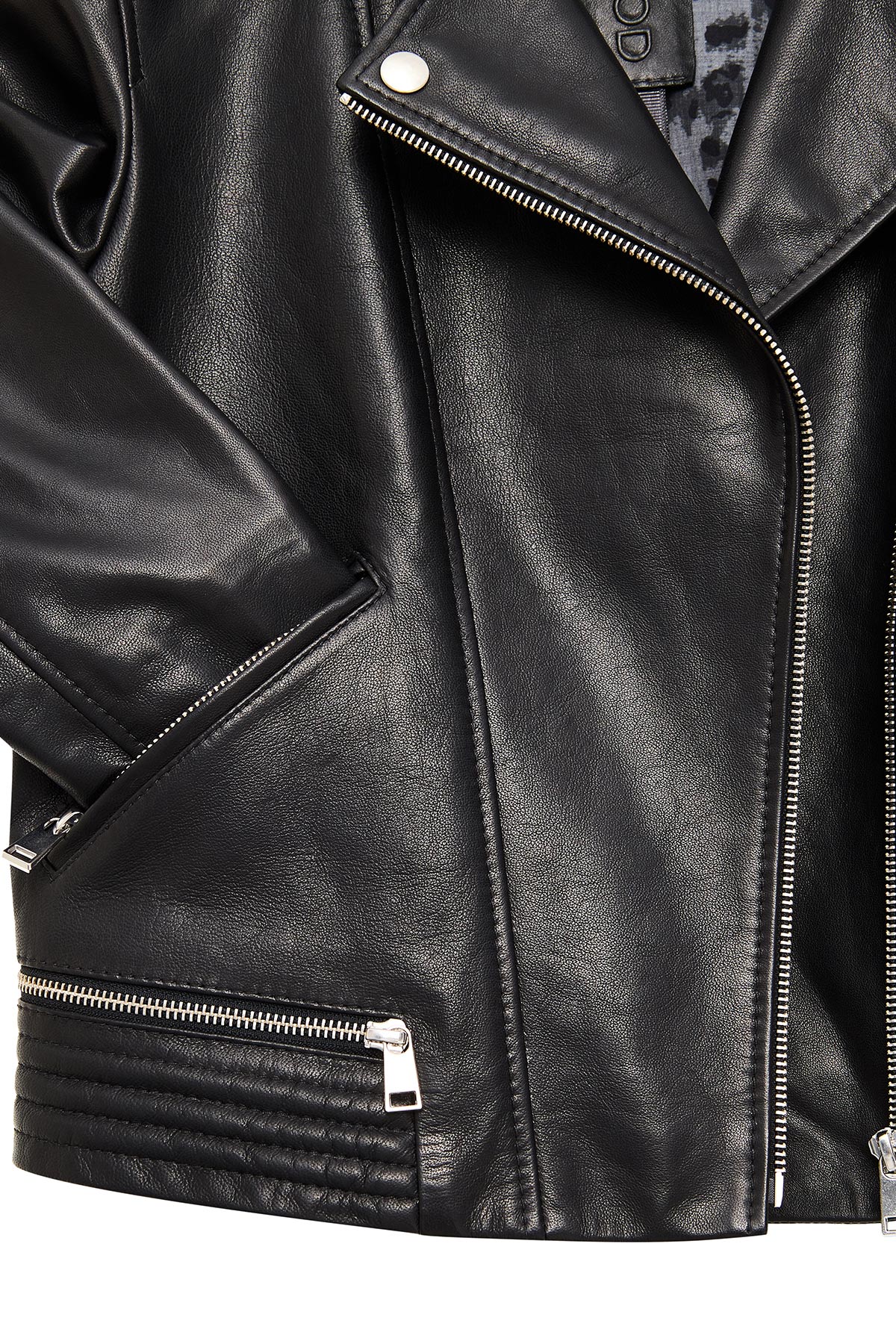 Eliza Kadın Siyah Biker Kısa Deri Ceket - Image 7