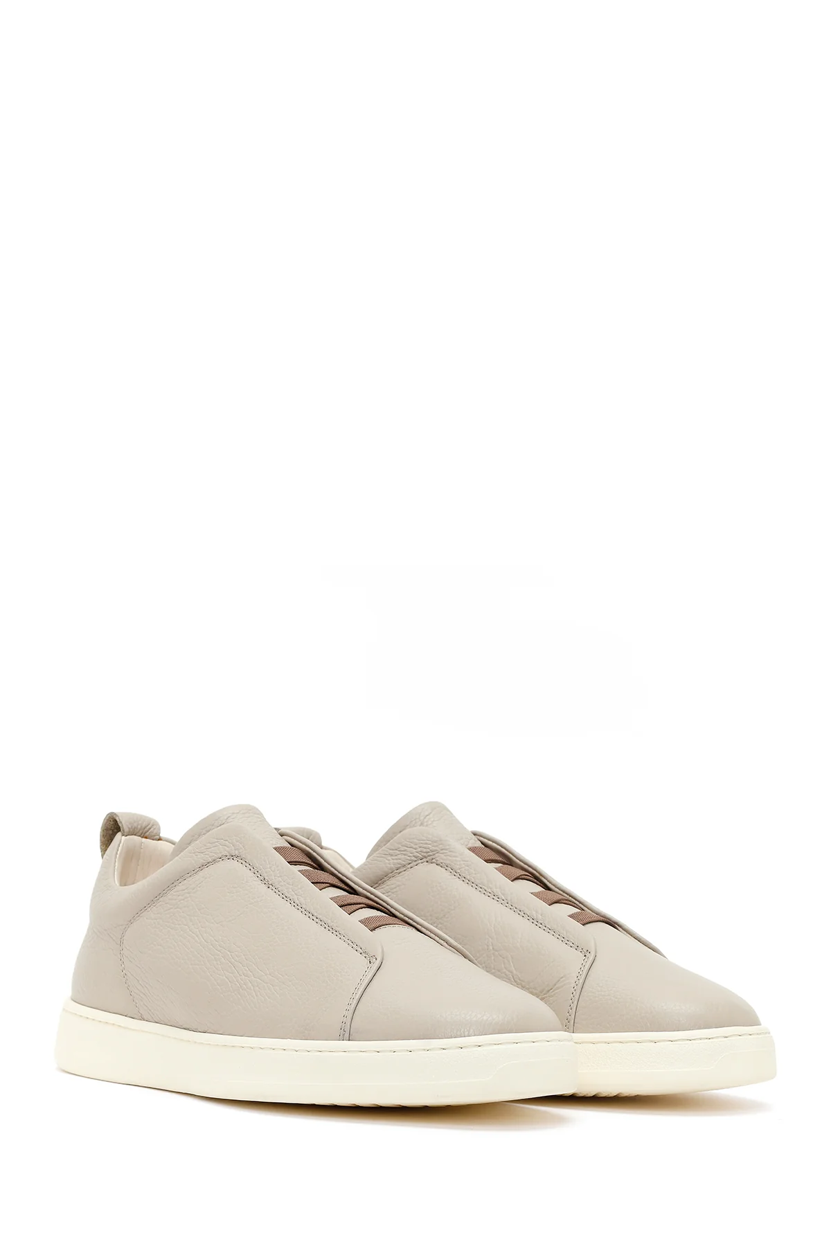 Erkek Açık Gri Deri Sneaker - Image 2