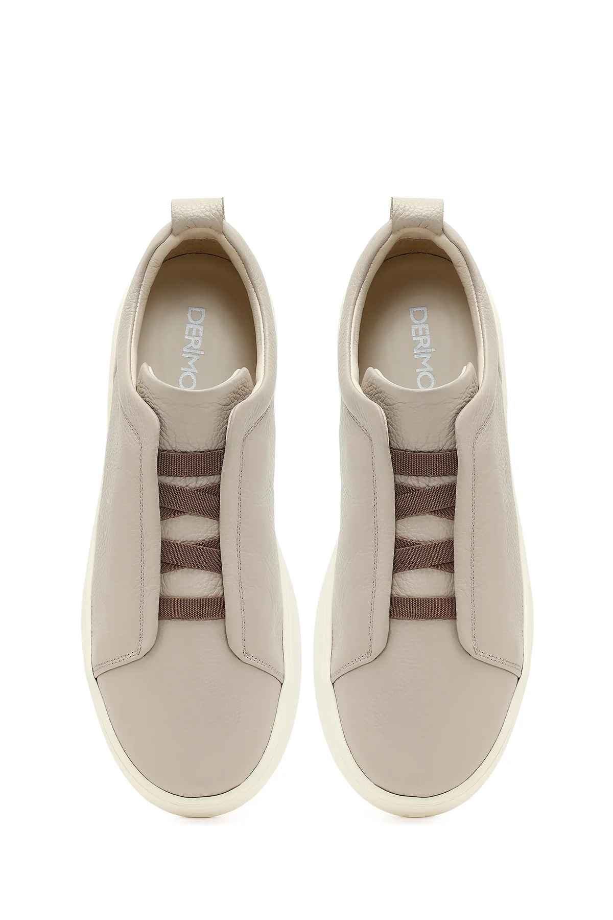 Erkek Açık Gri Deri Sneaker - Image 4